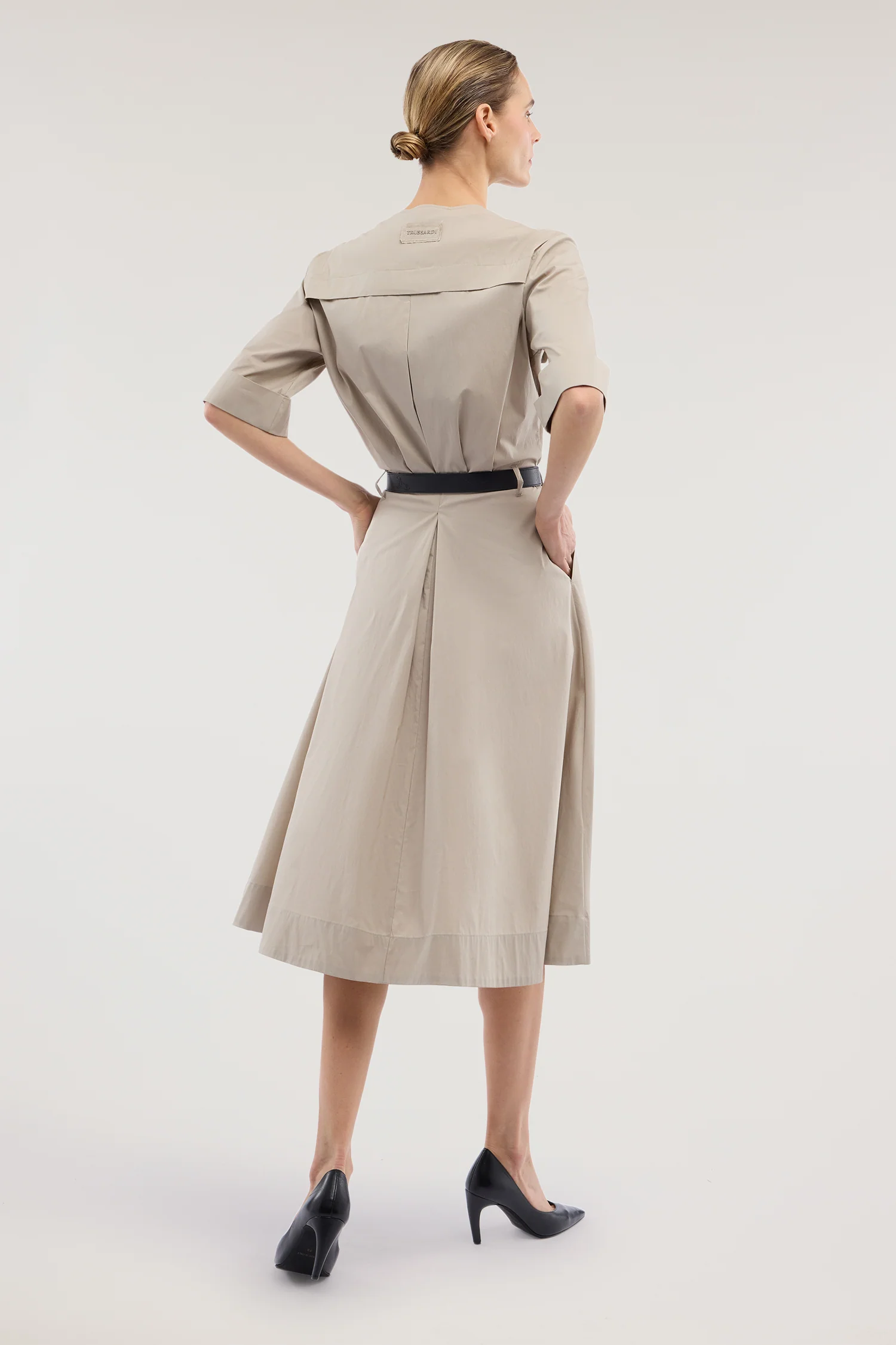 Chemisier dress with pockets in poplin - Image 3