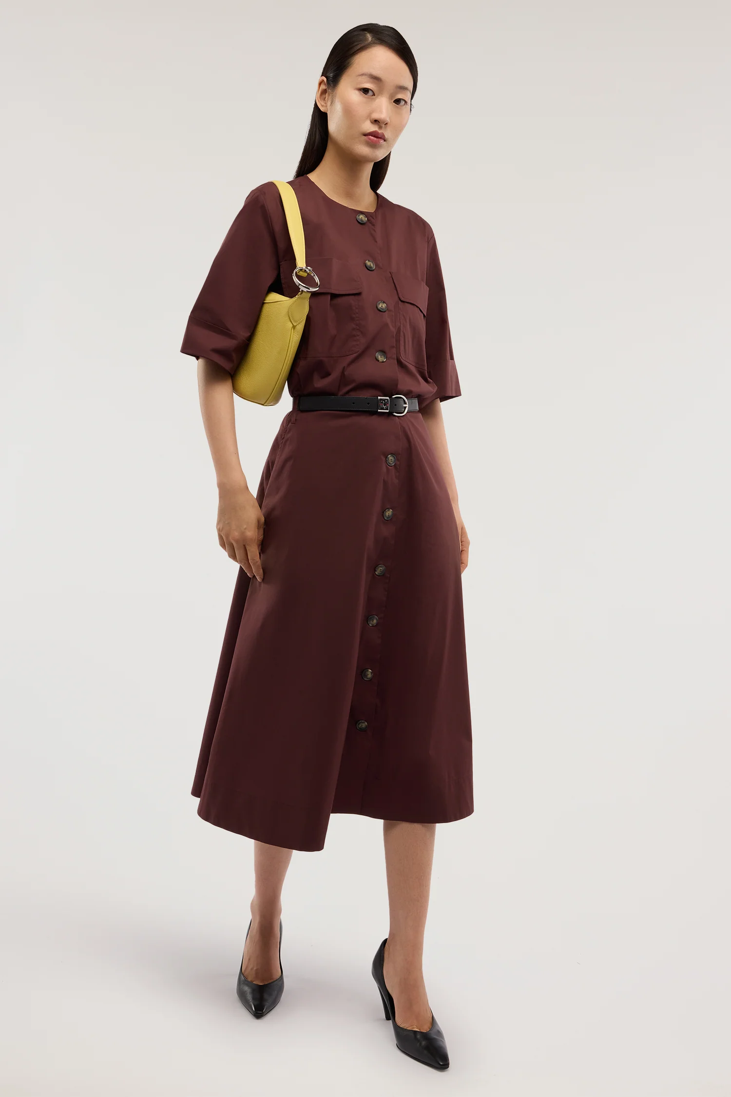 Chemisier dress with pockets in poplin