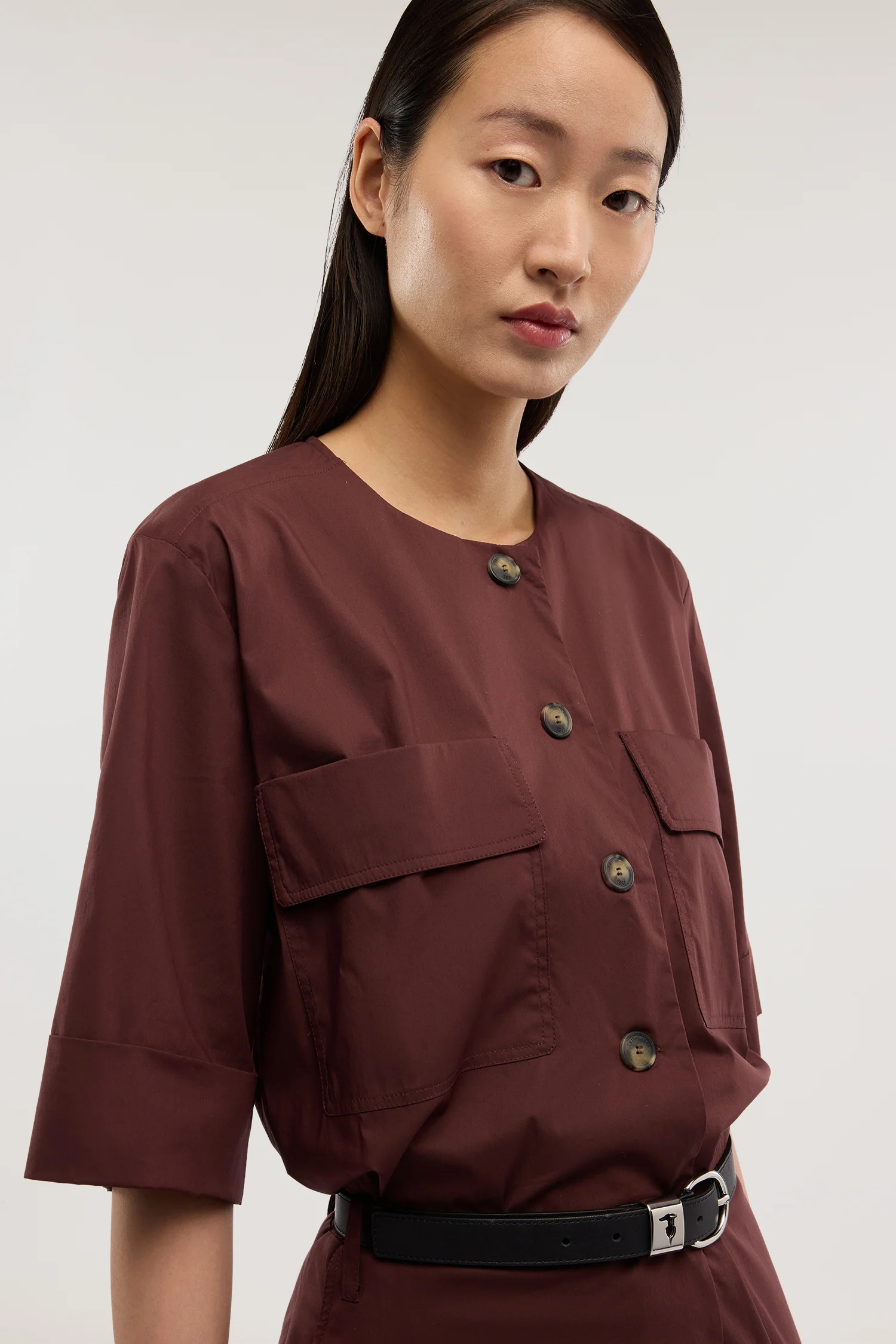 Chemisier dress with pockets in poplin - Image 4