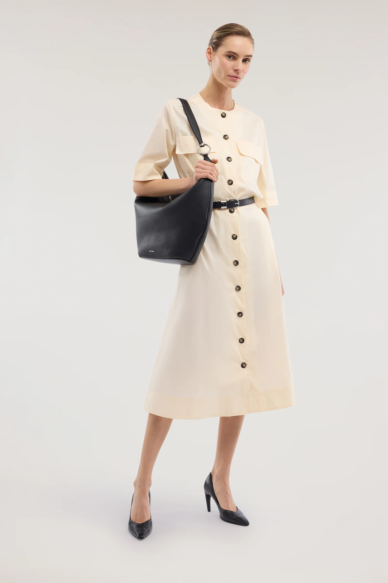 Chemisier dress with pockets in poplin