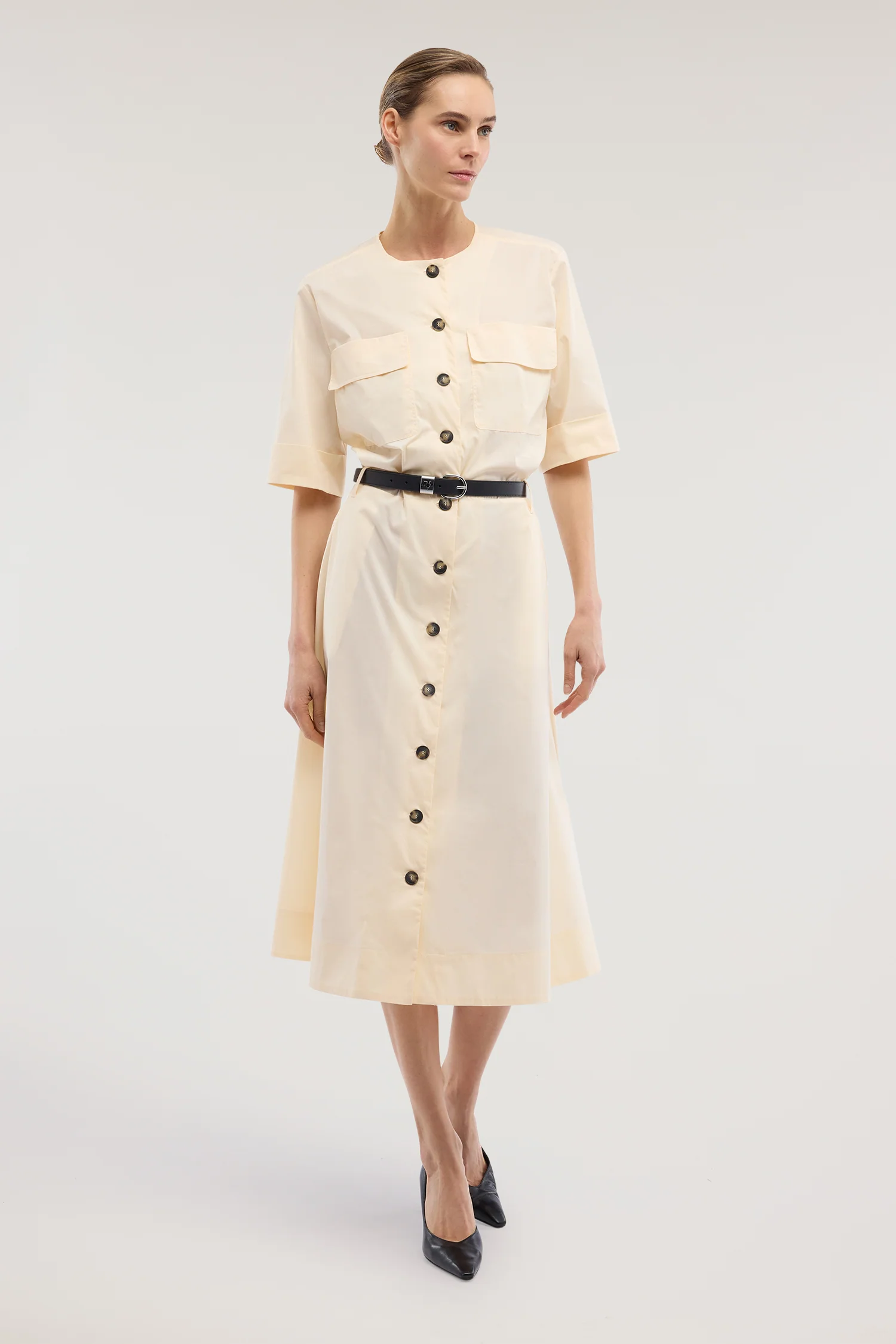 Chemisier dress with pockets in poplin - Image 2