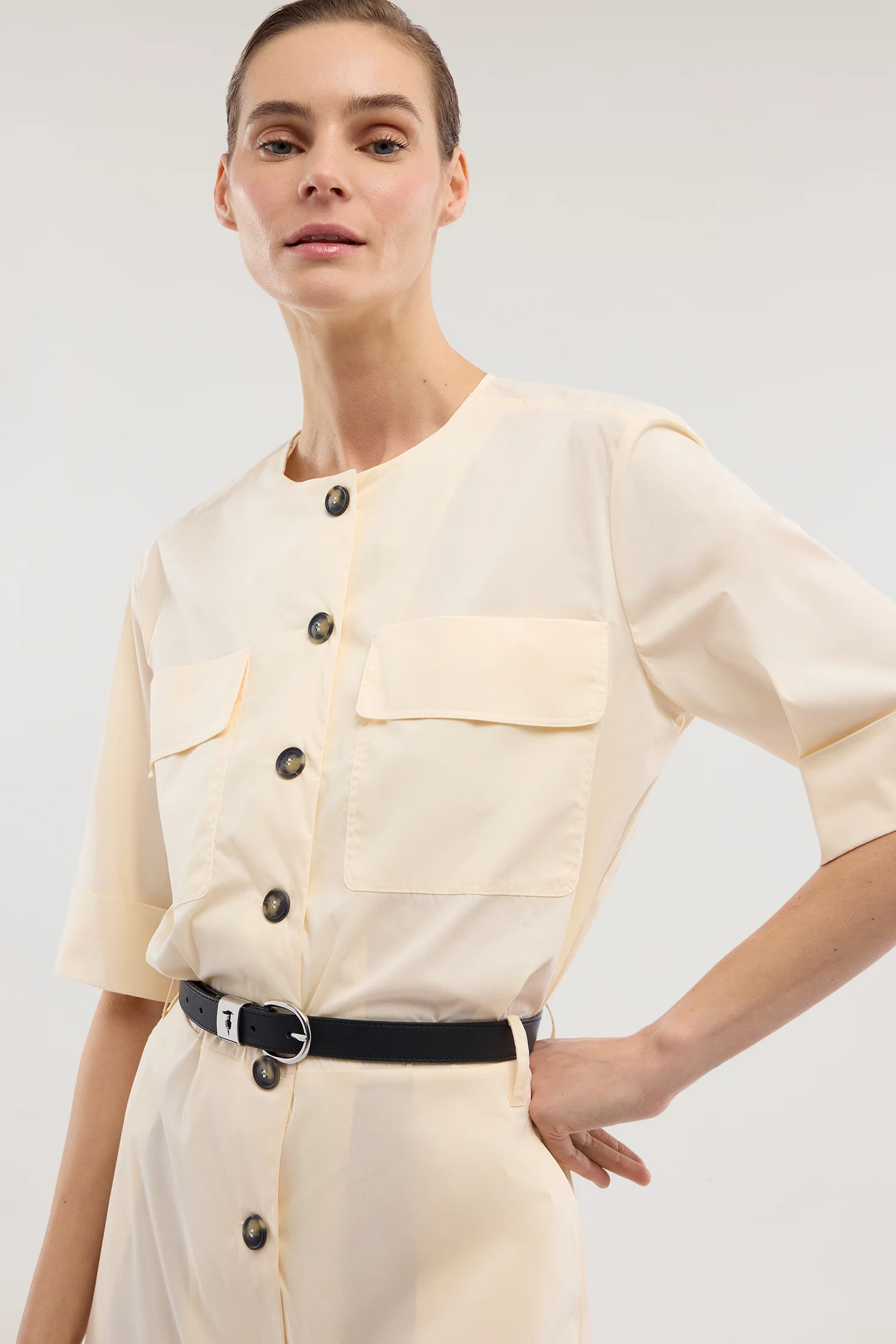 Chemisier dress with pockets in poplin - Image 4