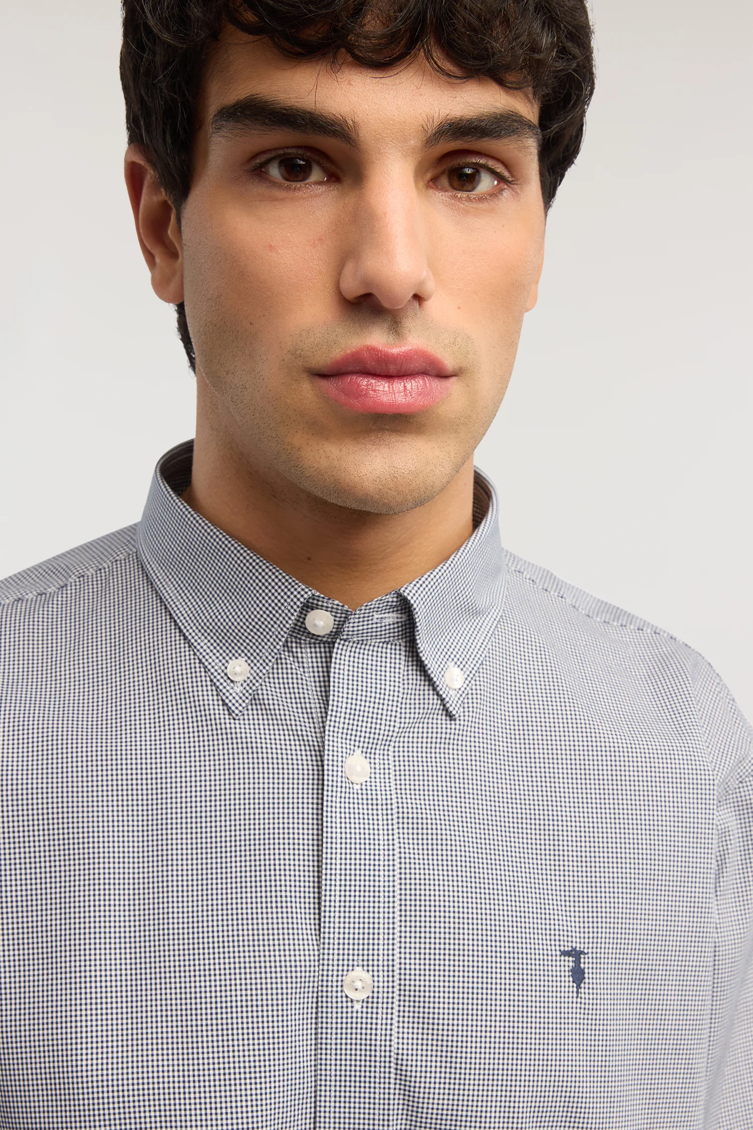 Close-fit cotton gingham shirt - Image 3