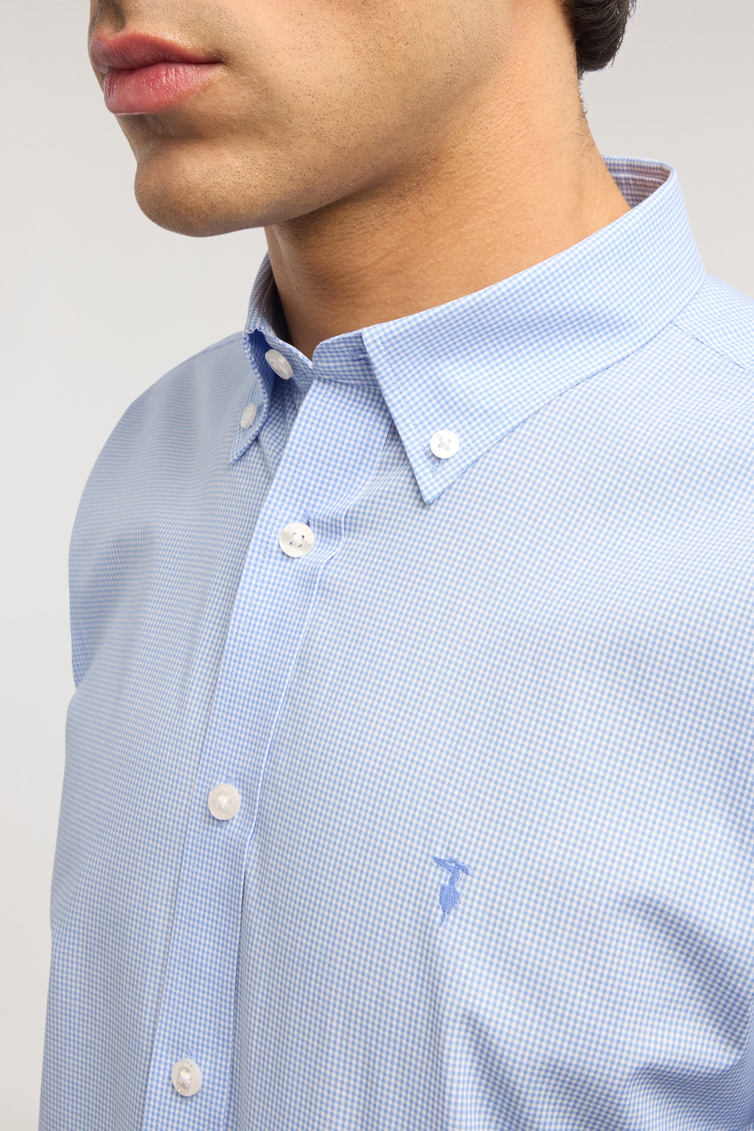 Close-fit cotton gingham shirt - Image 3