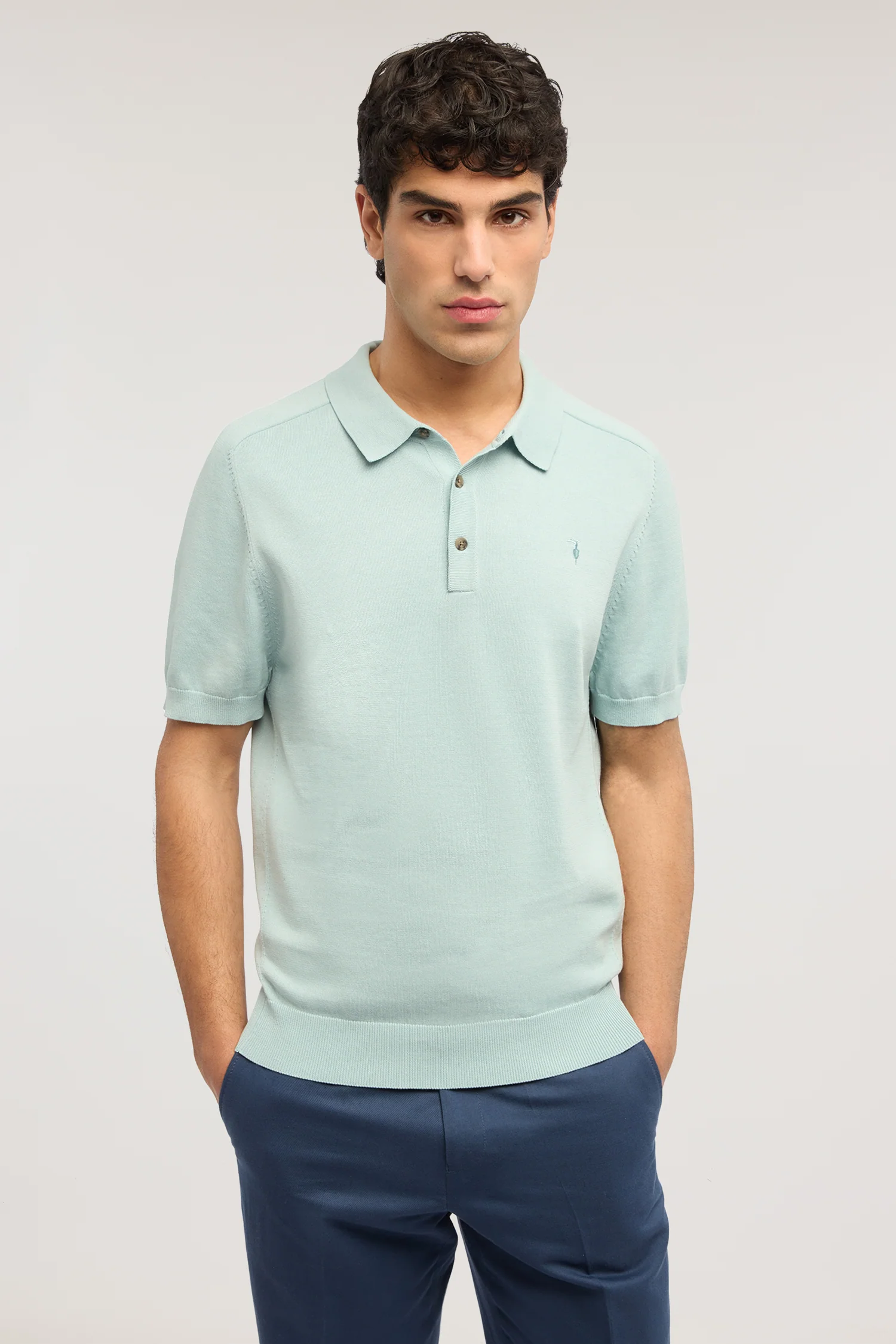 Cotton and linen polo shirt