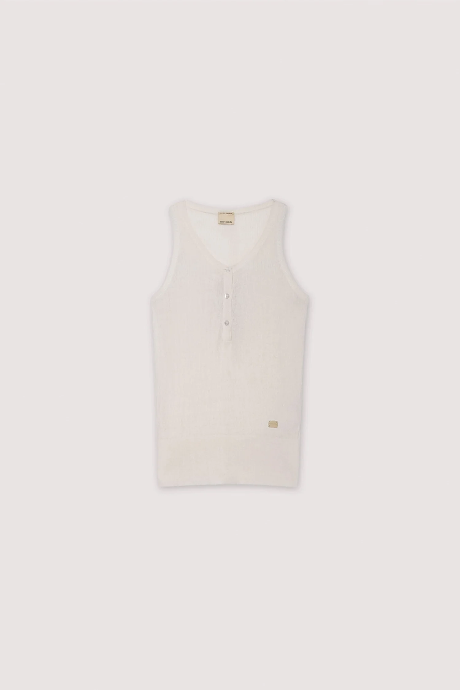 Crepe cotton tank top with 3D texture - Image 5