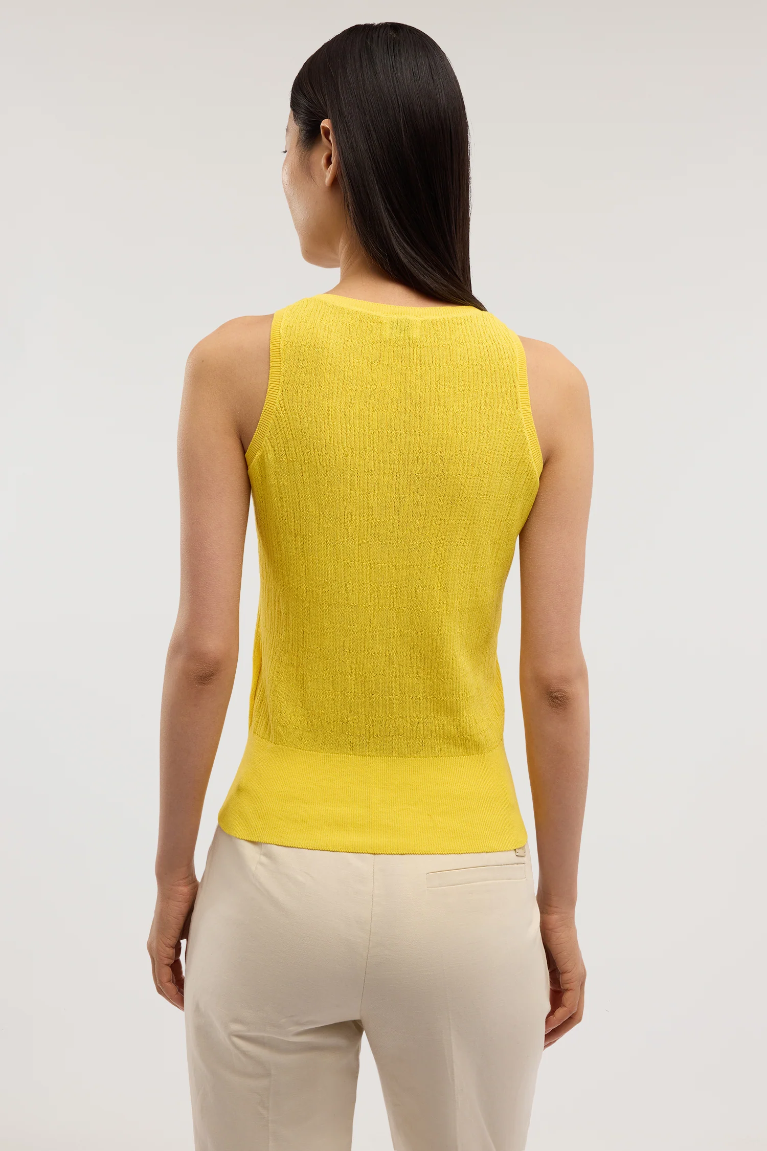 Crepe cotton tank top with 3D texture - Image 3
