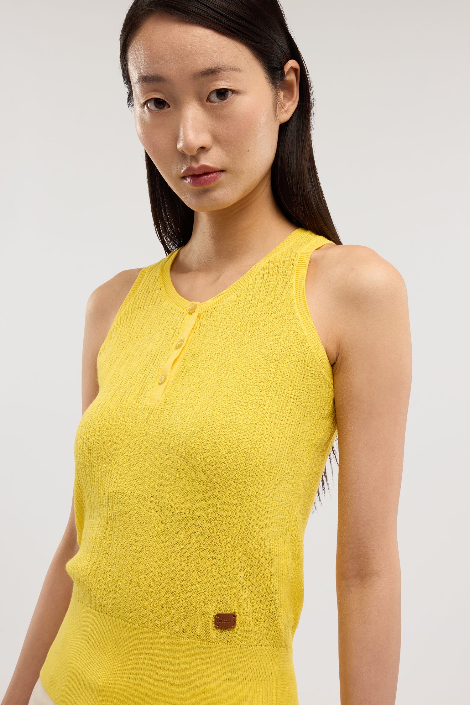 Crepe cotton tank top with 3D texture - Image 4