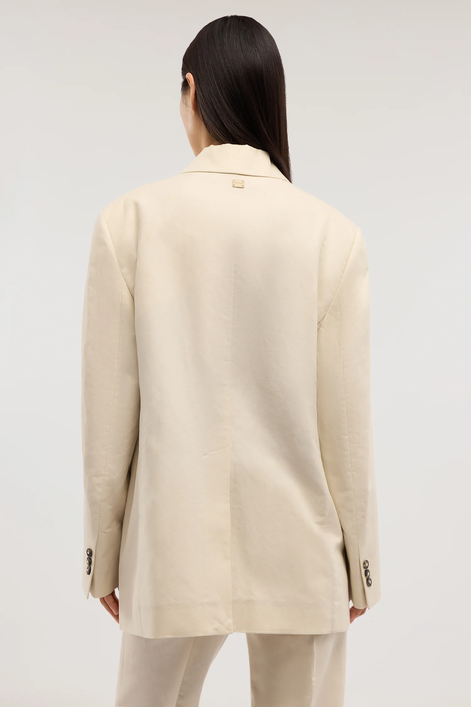 Double-breasted blazer in cotton and linen - Image 3