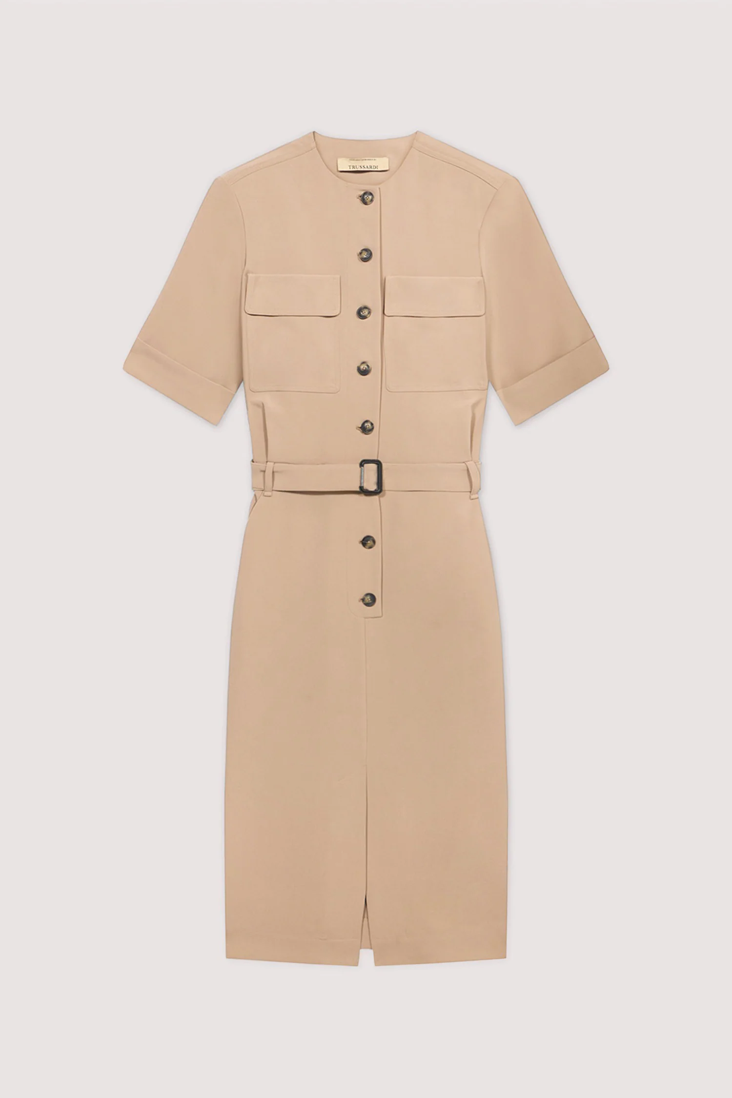 Dress with applied pockets in cady fabric - Image 5