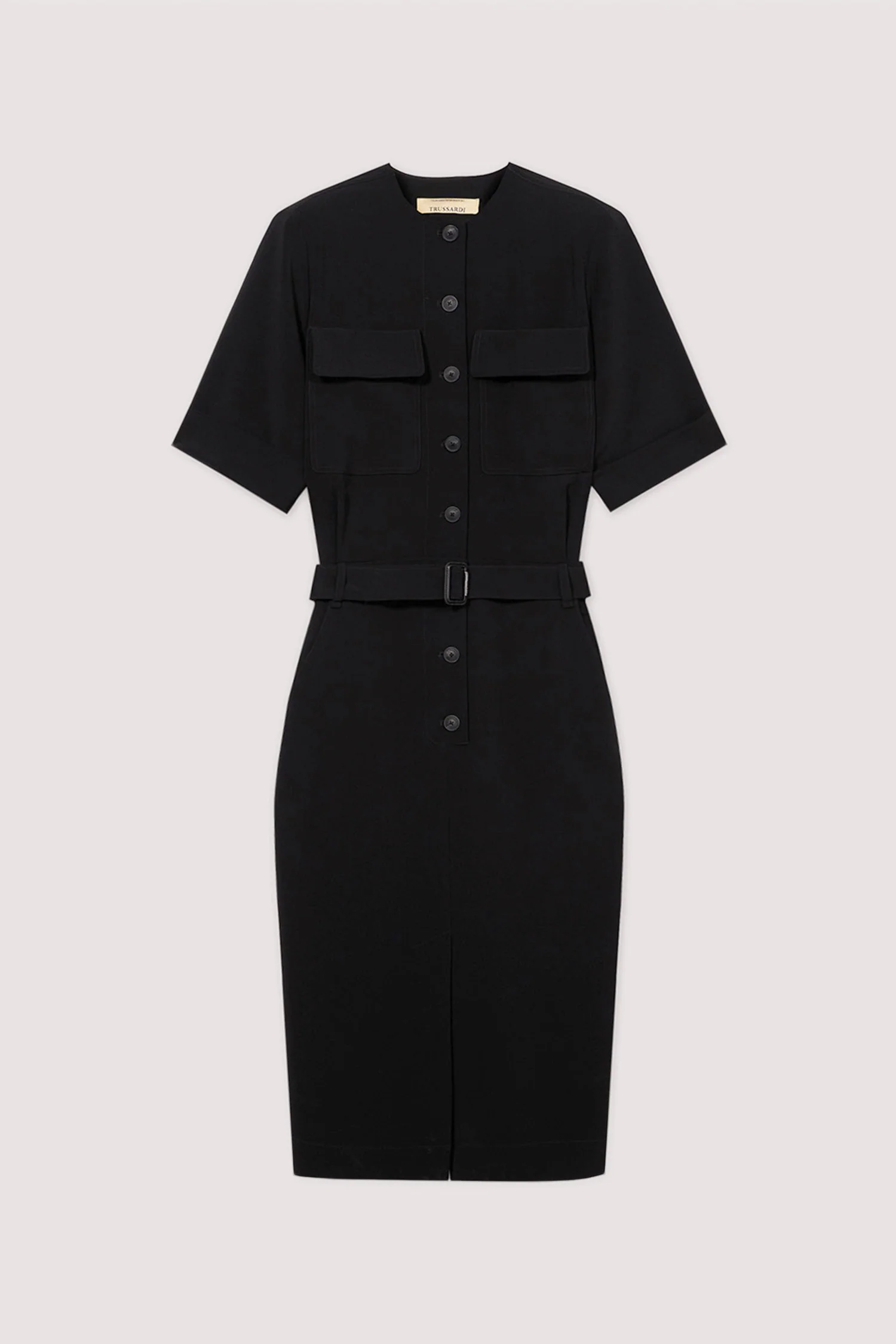 Dress with applied pockets in cady fabric - Image 5