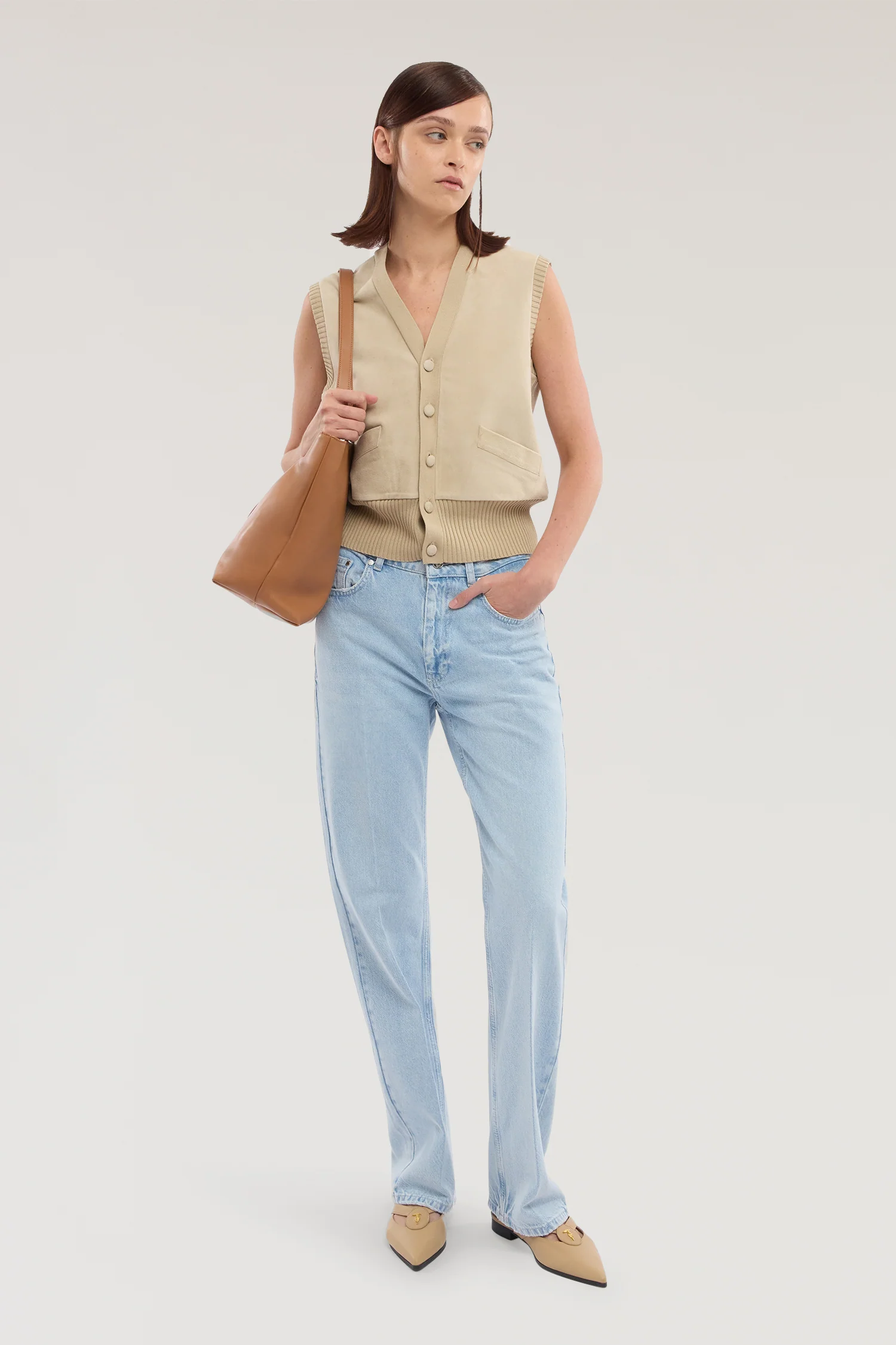 Gilet in suede and cotton jersey - Image 4