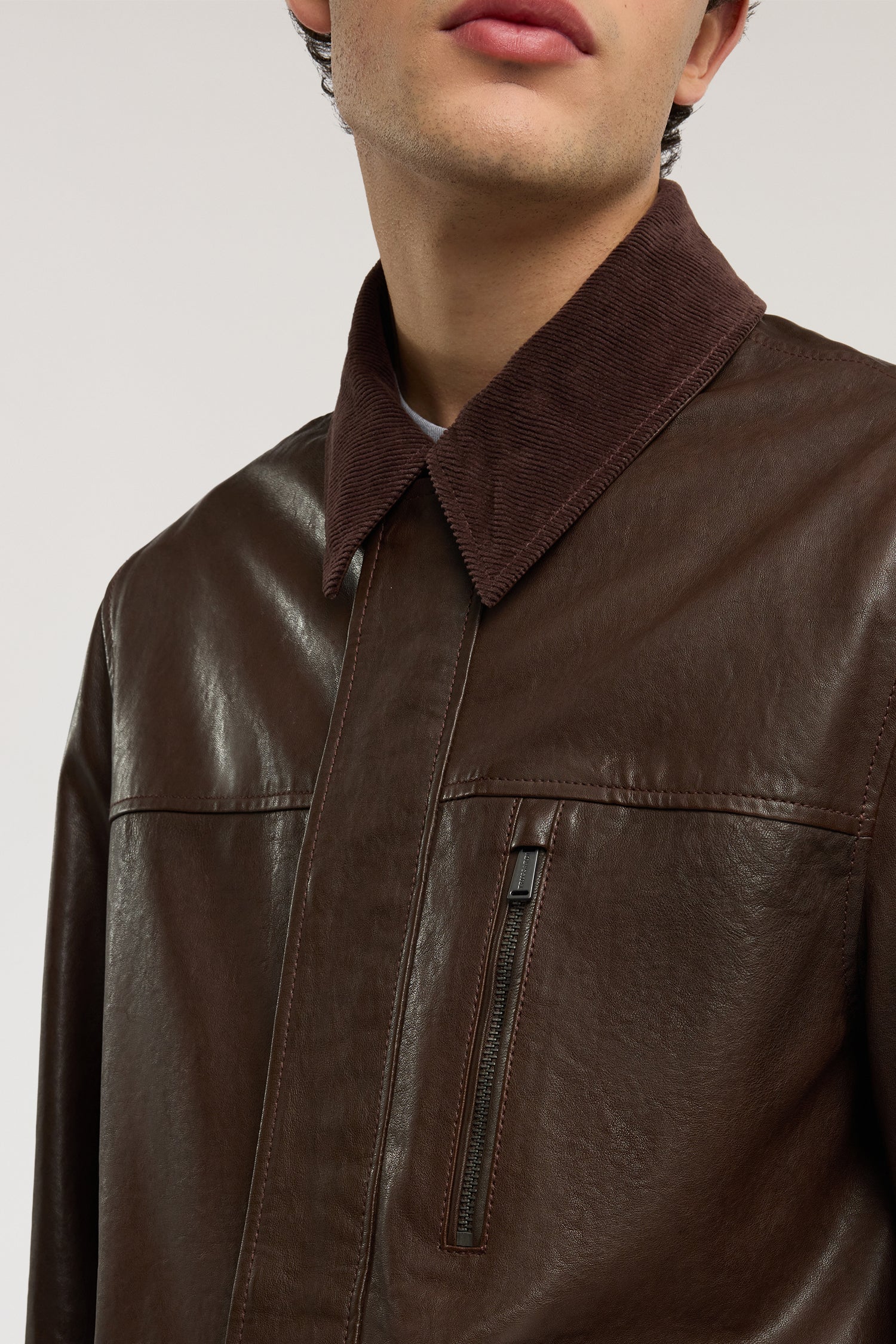 Jacket with applied leather pockets - Image 3