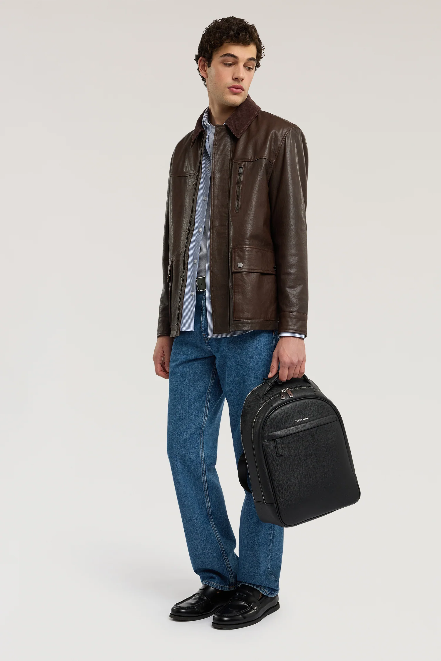 Jacket with applied leather pockets - Image 4