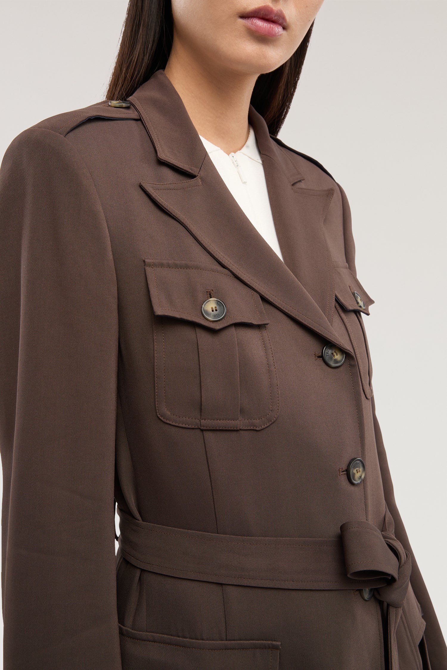 Jacket with applied pockets in cady fabric - Image 4
