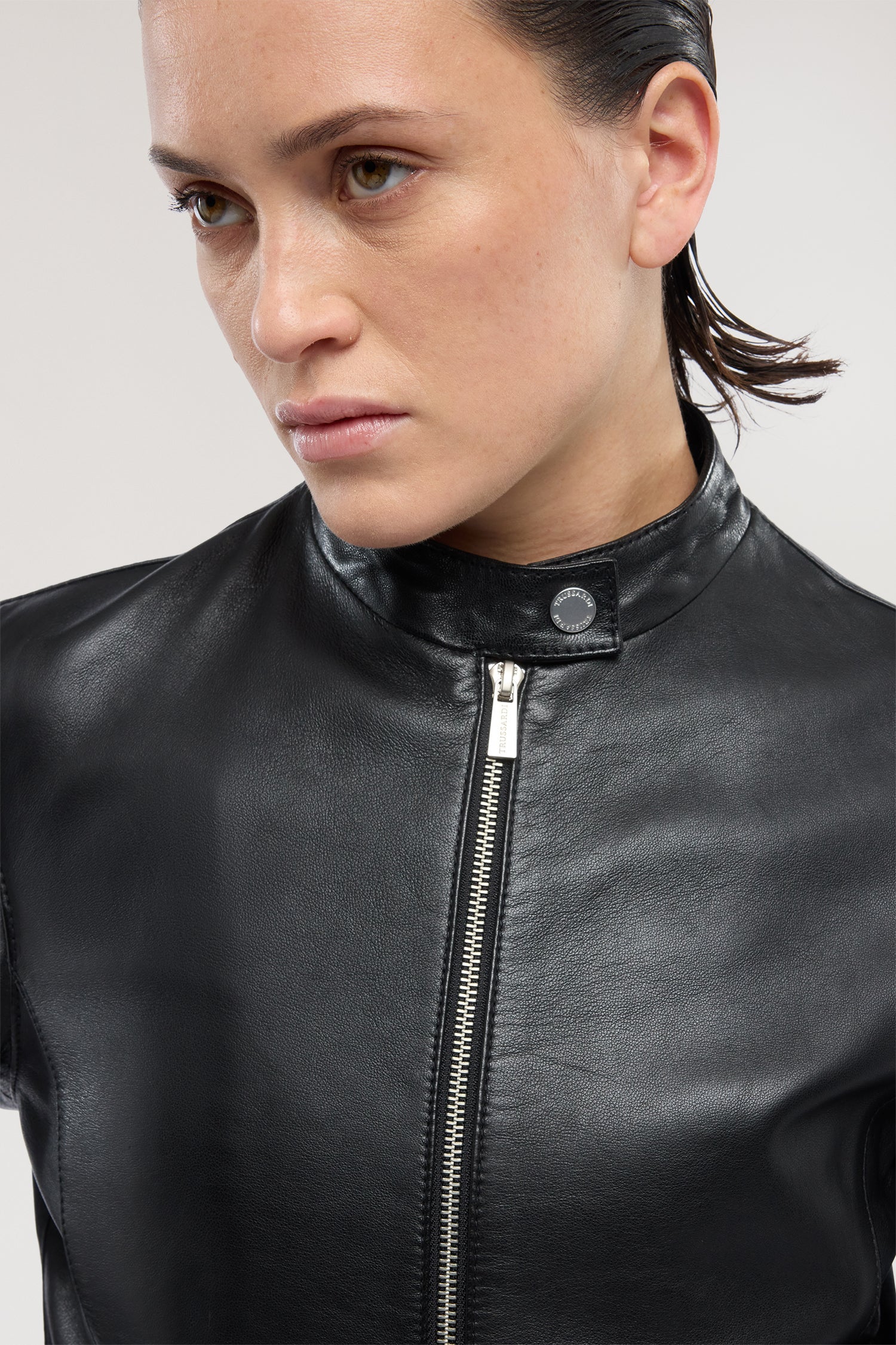 Leather biker jacket - Image 3
