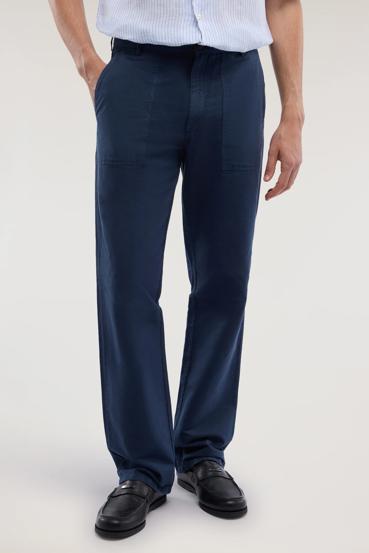 Linen-blend fatigue trousers