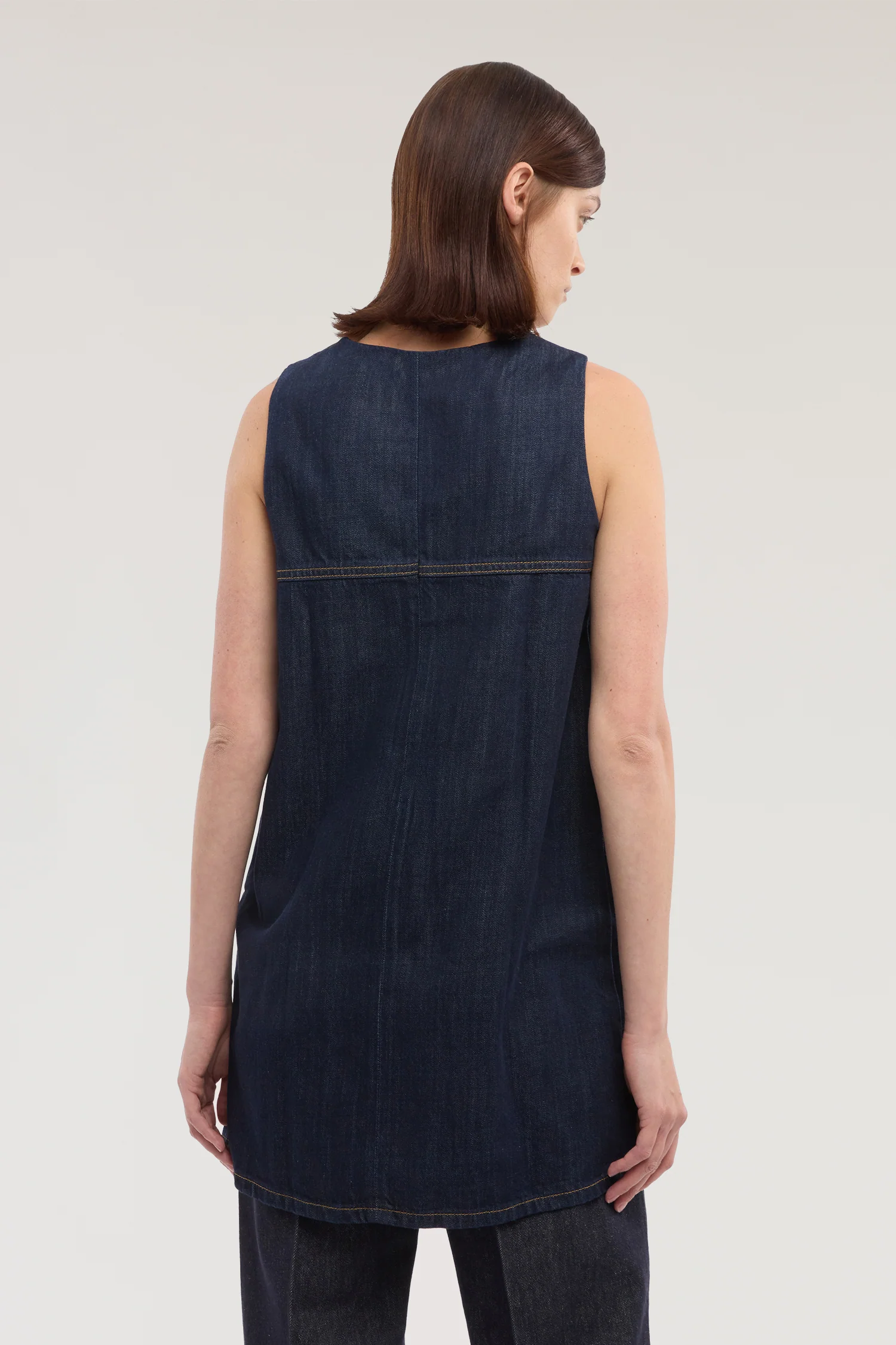Long top with denim slit - Image 3