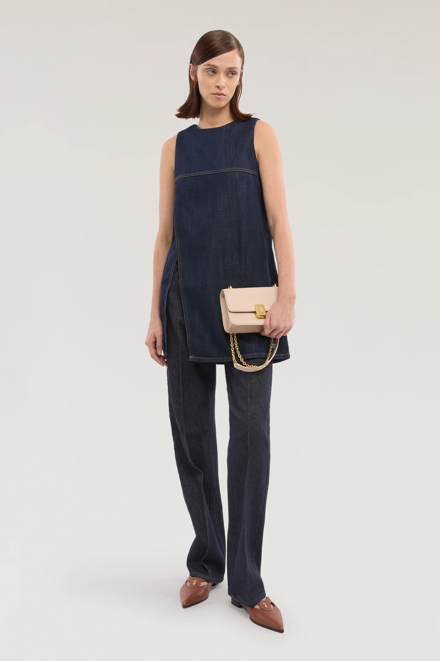Long top with denim slit - Image 5