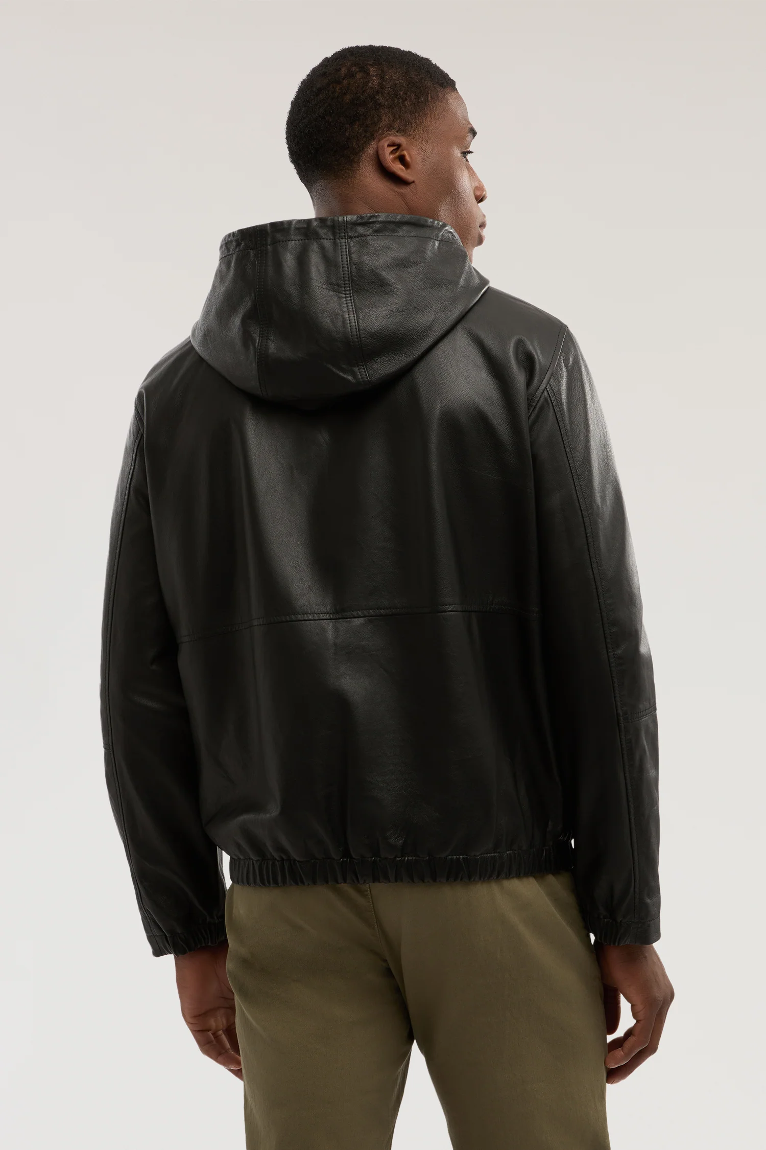 Metal-free leather hooded jacket - Image 4