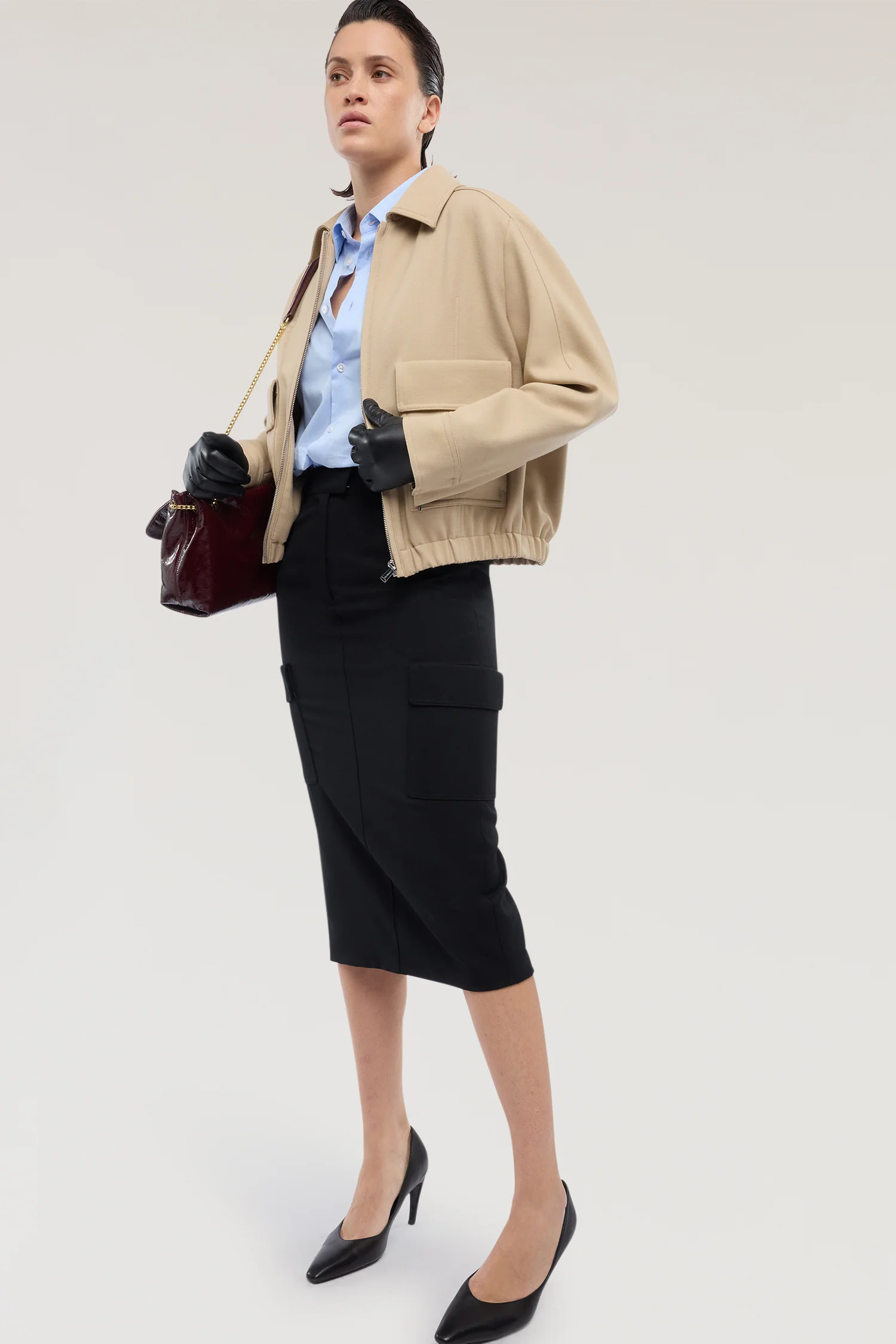 Midi skirt with pockets in lightweight fabric - Image 4