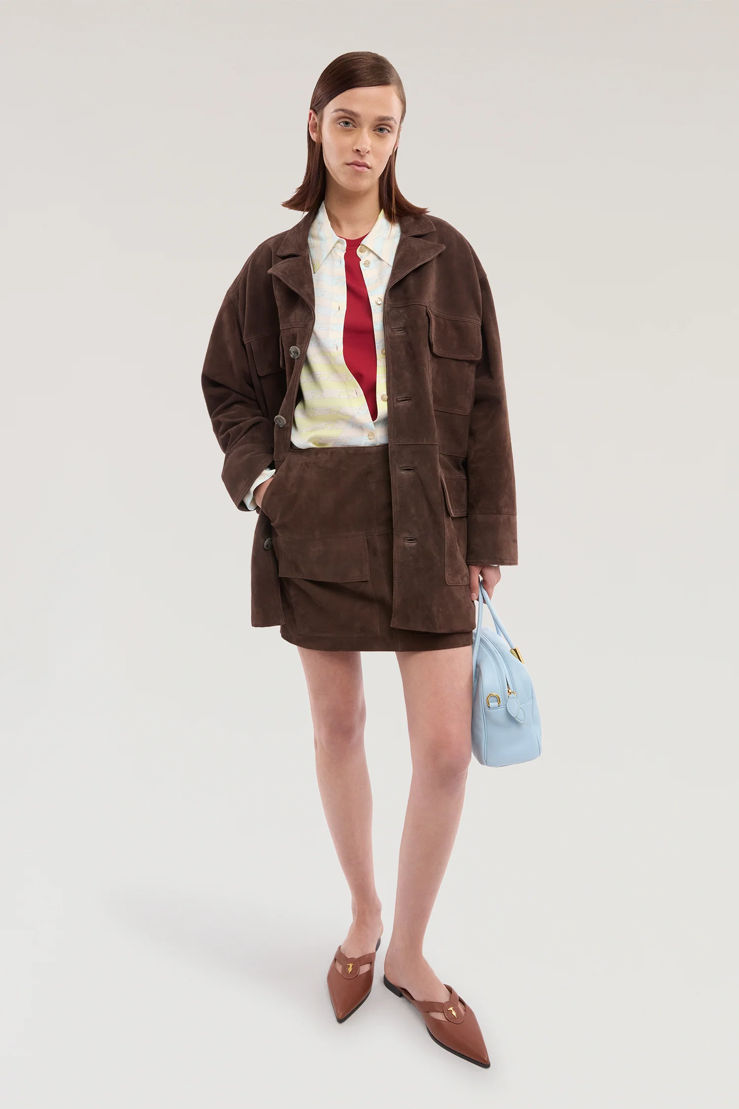 Mini skirt with applied leather pockets - Image 4