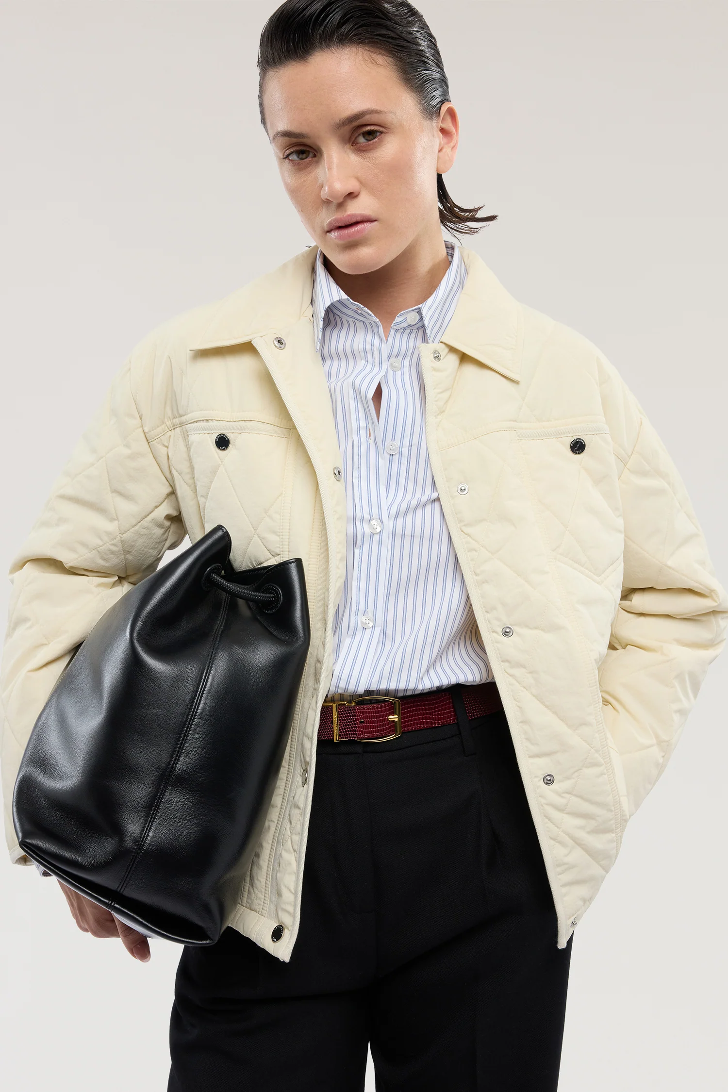 Padded bomber jacket with shirt collar - Image 4