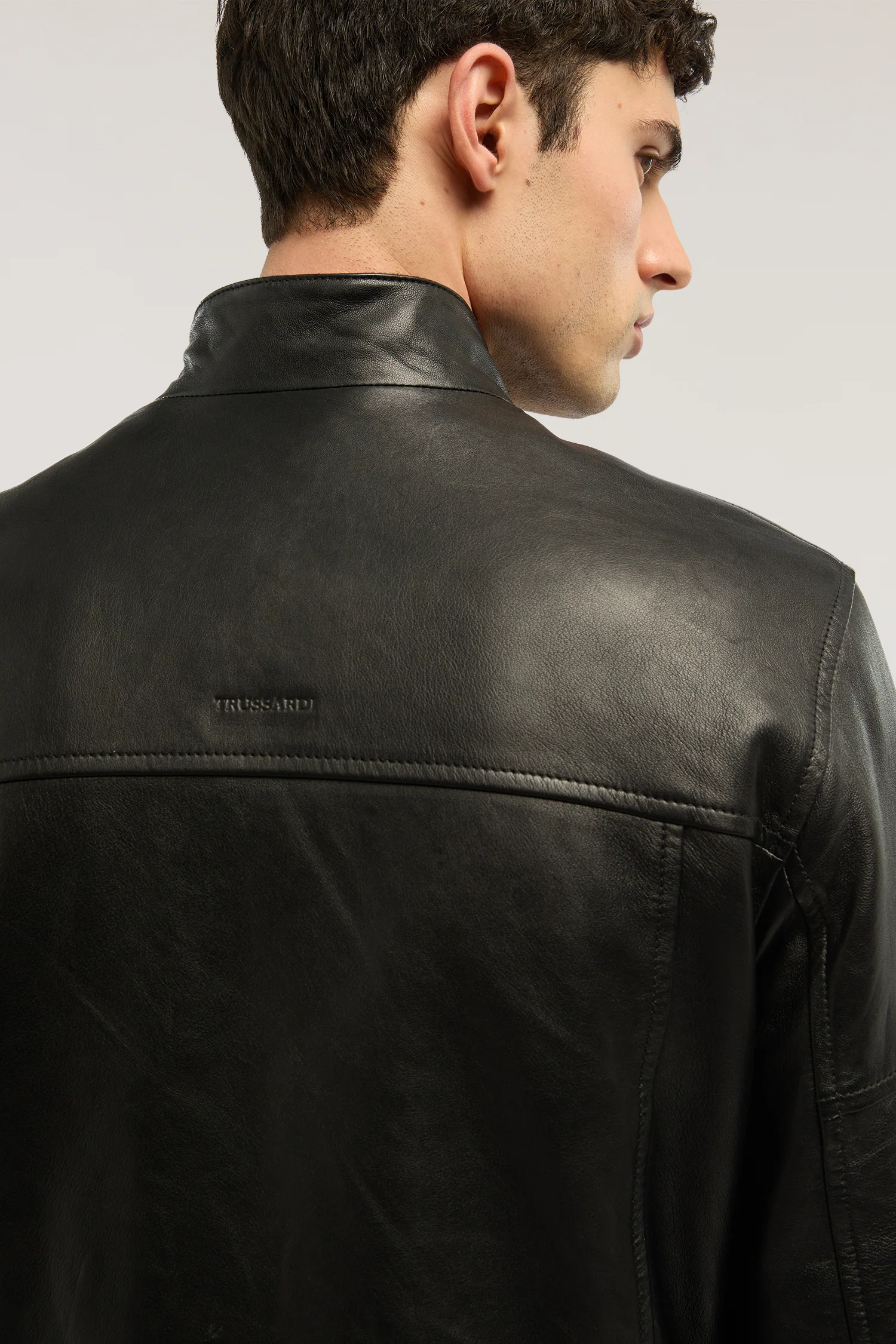 Padded leather biker jacket - Image 3