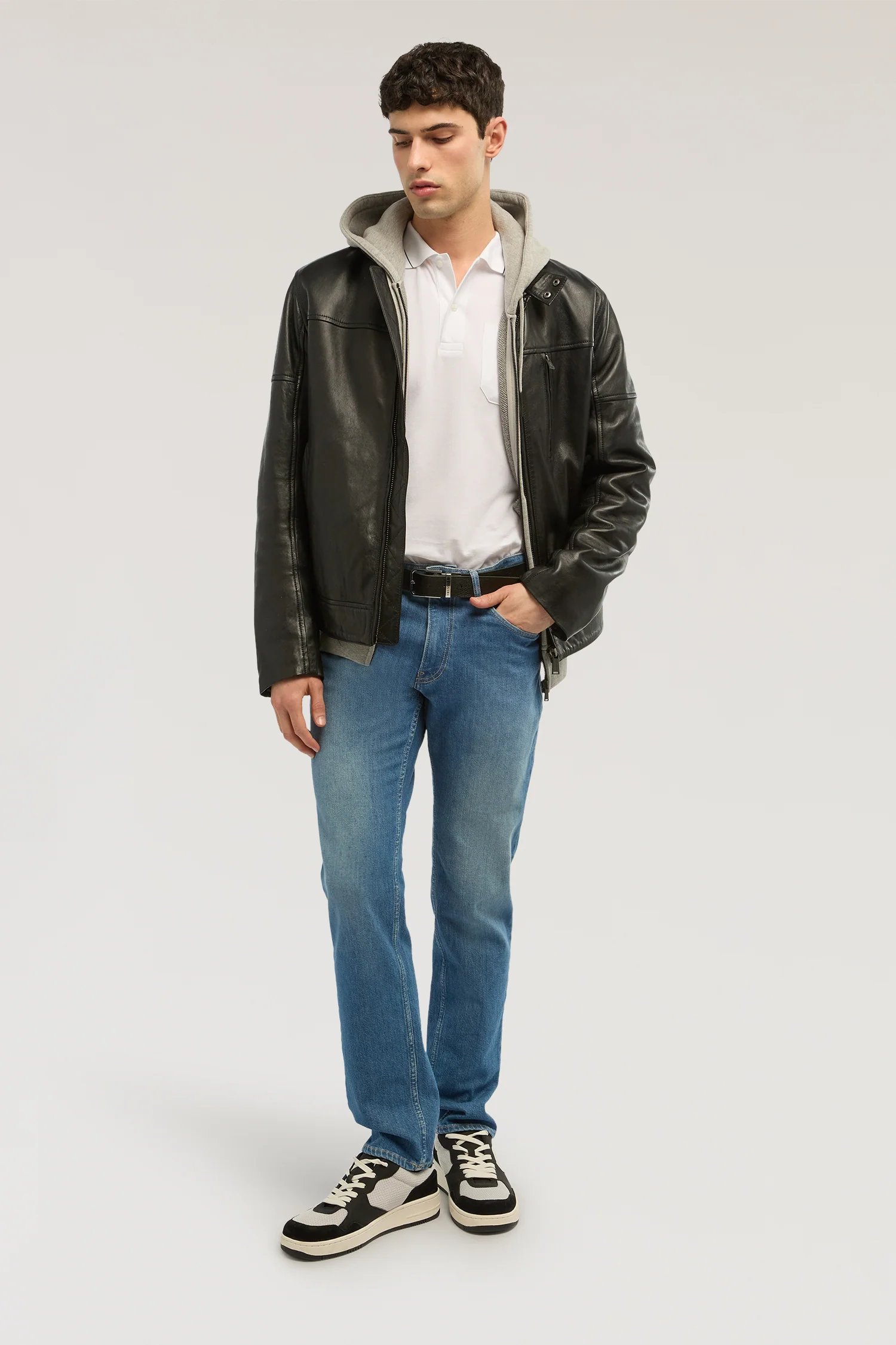 Padded leather biker jacket - Image 4