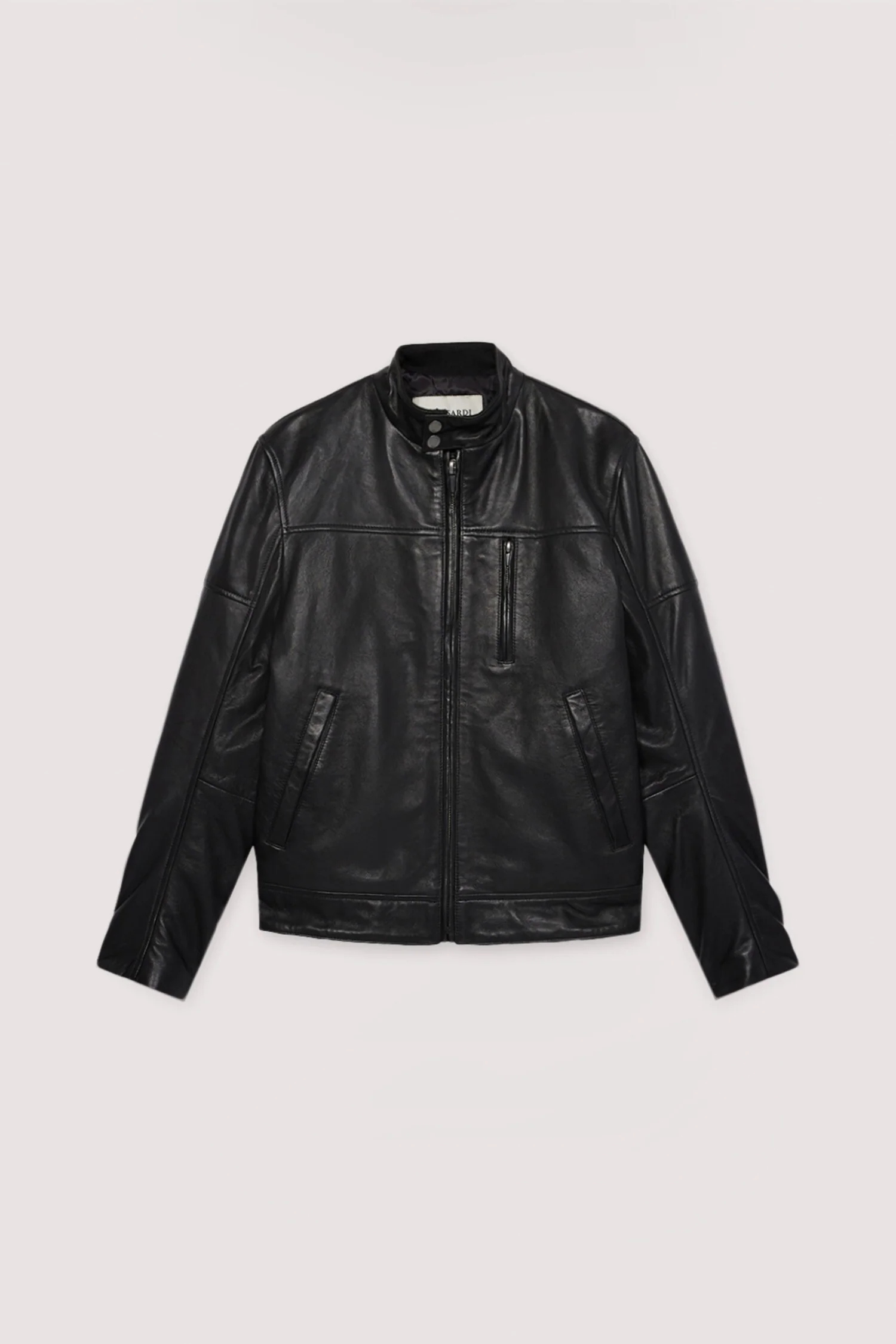 Padded leather biker jacket - Image 5