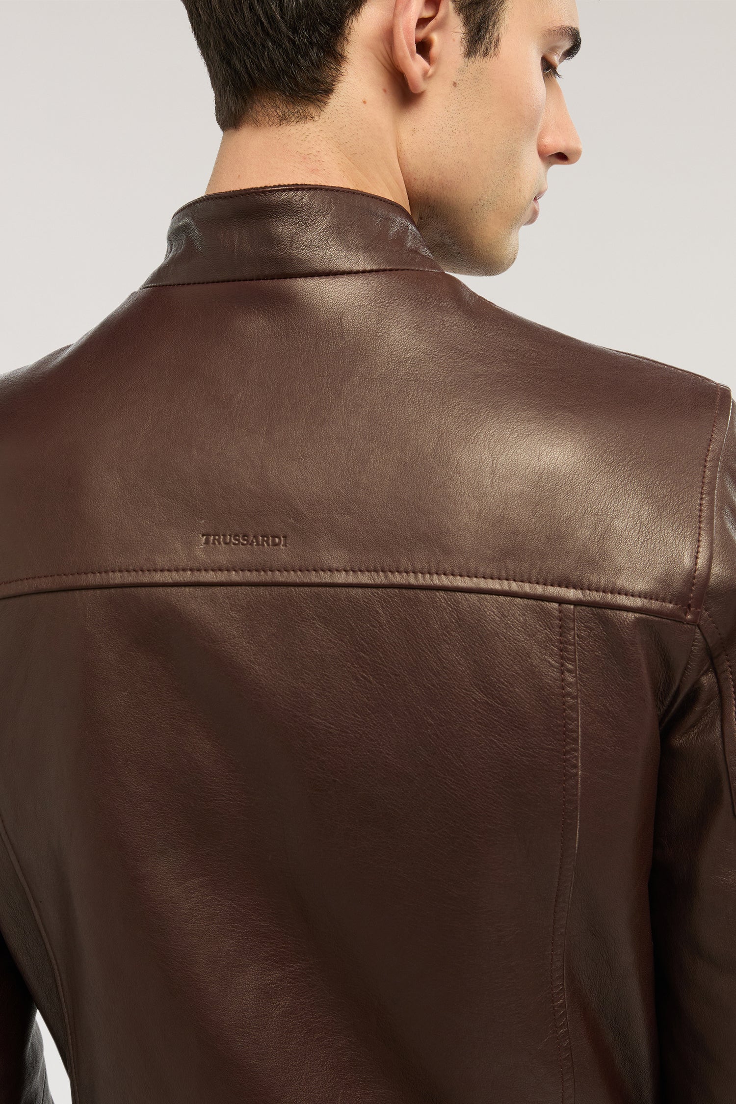 Padded leather biker jacket - Image 3