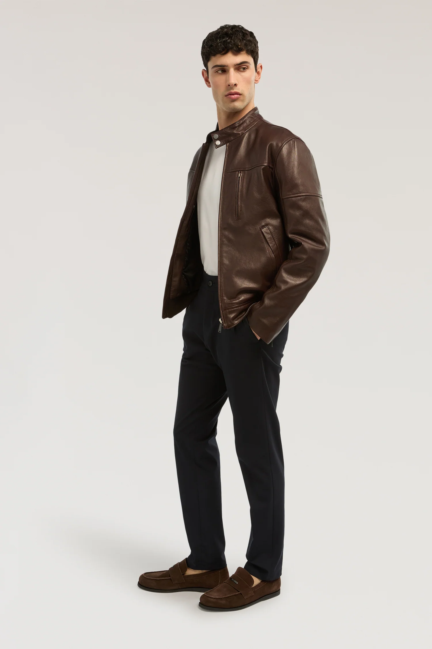 Padded leather biker jacket - Image 4