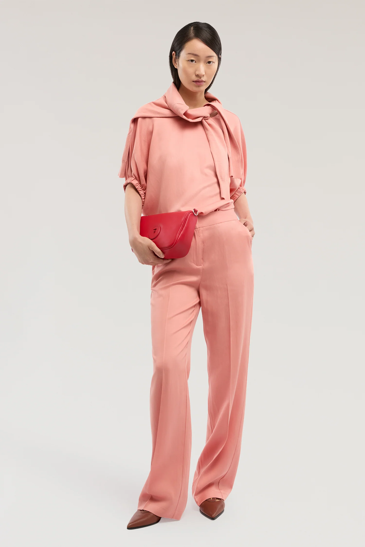 Palazzo trousers in lyocell and linen