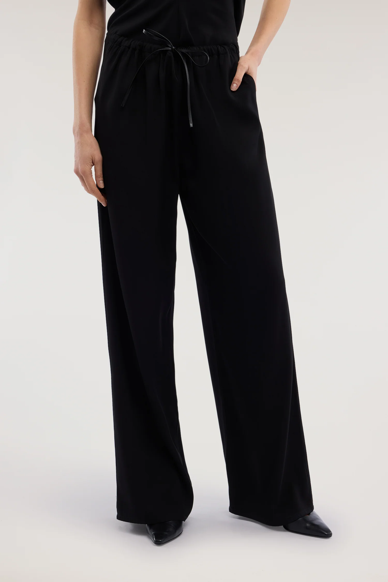 Palazzo trousers in viscose twill - Image 2