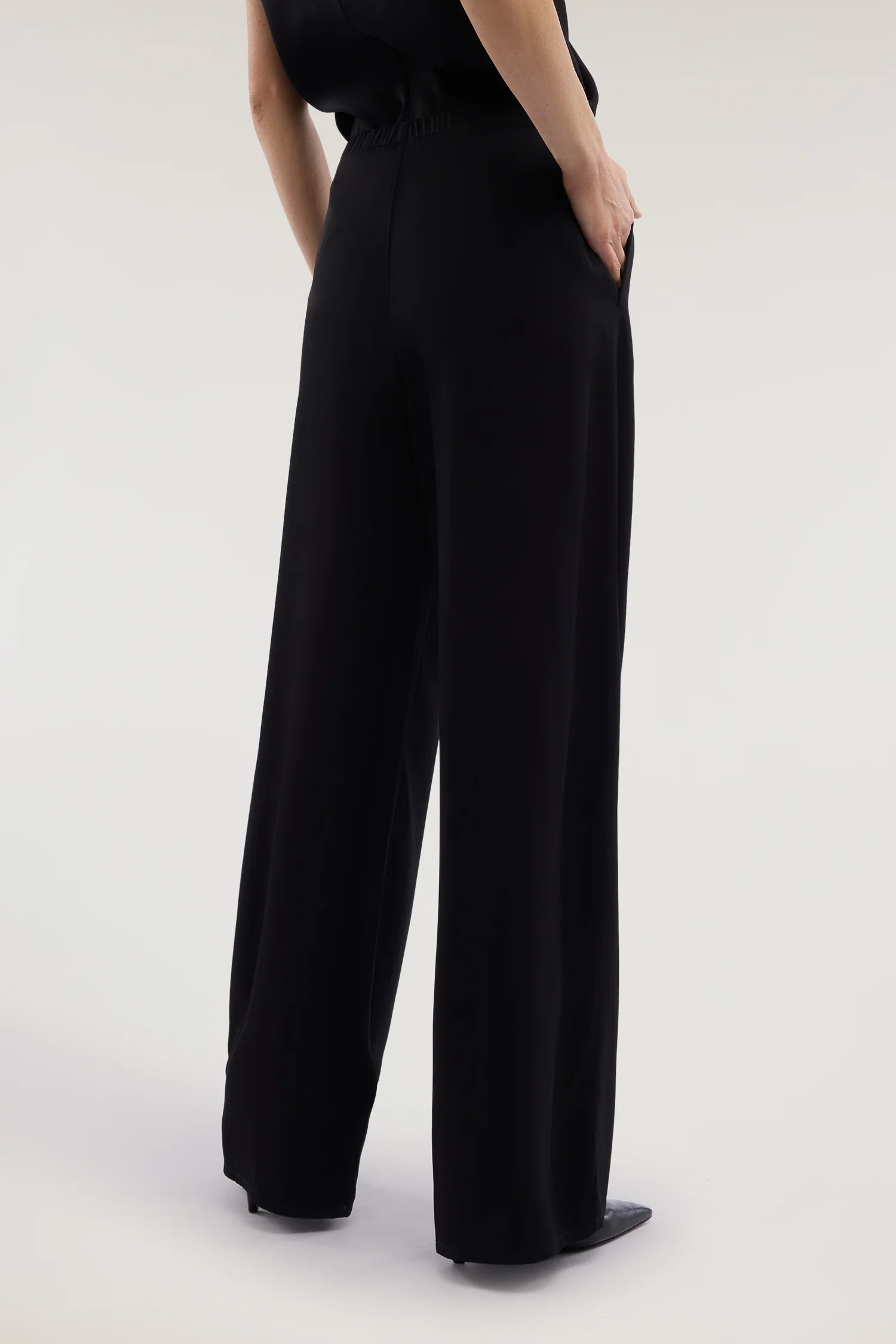 Palazzo trousers in viscose twill - Image 3