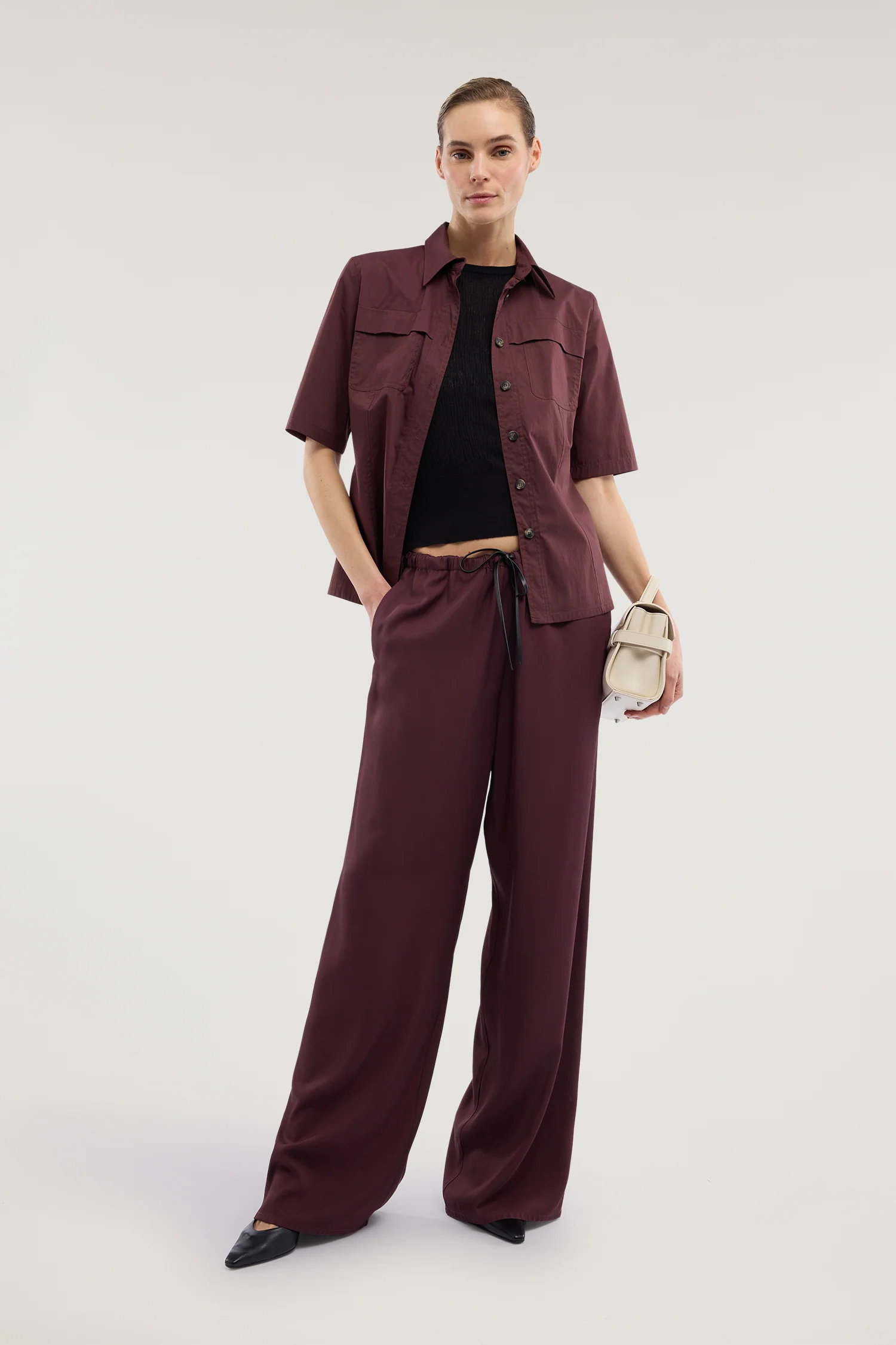 Palazzo trousers in viscose twill