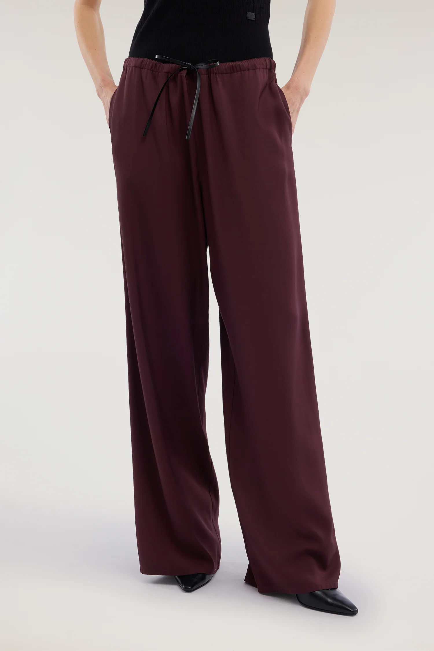Palazzo trousers in viscose twill - Image 2