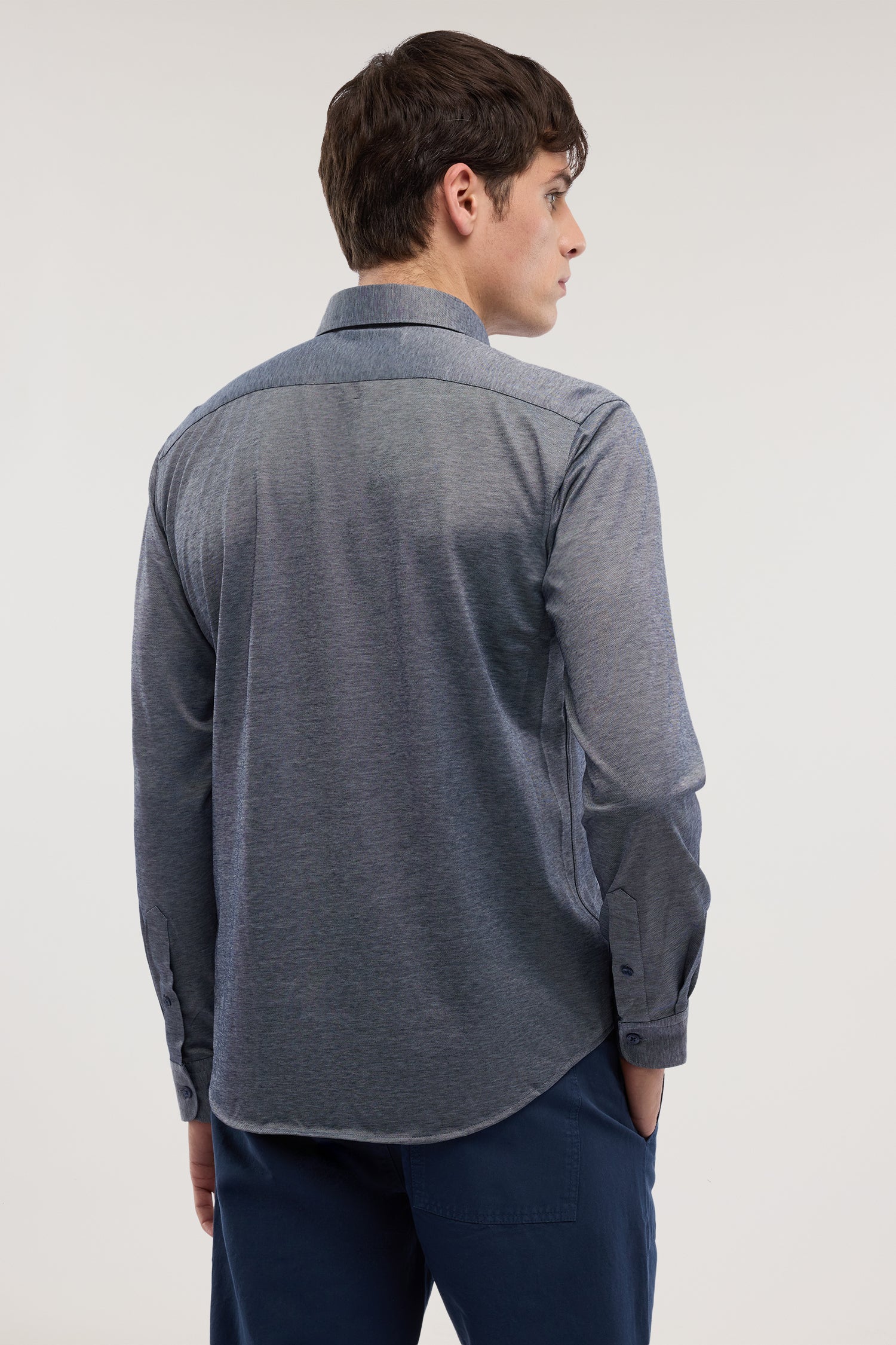 Regular fit shirt in melange stretch jersey - Image 2