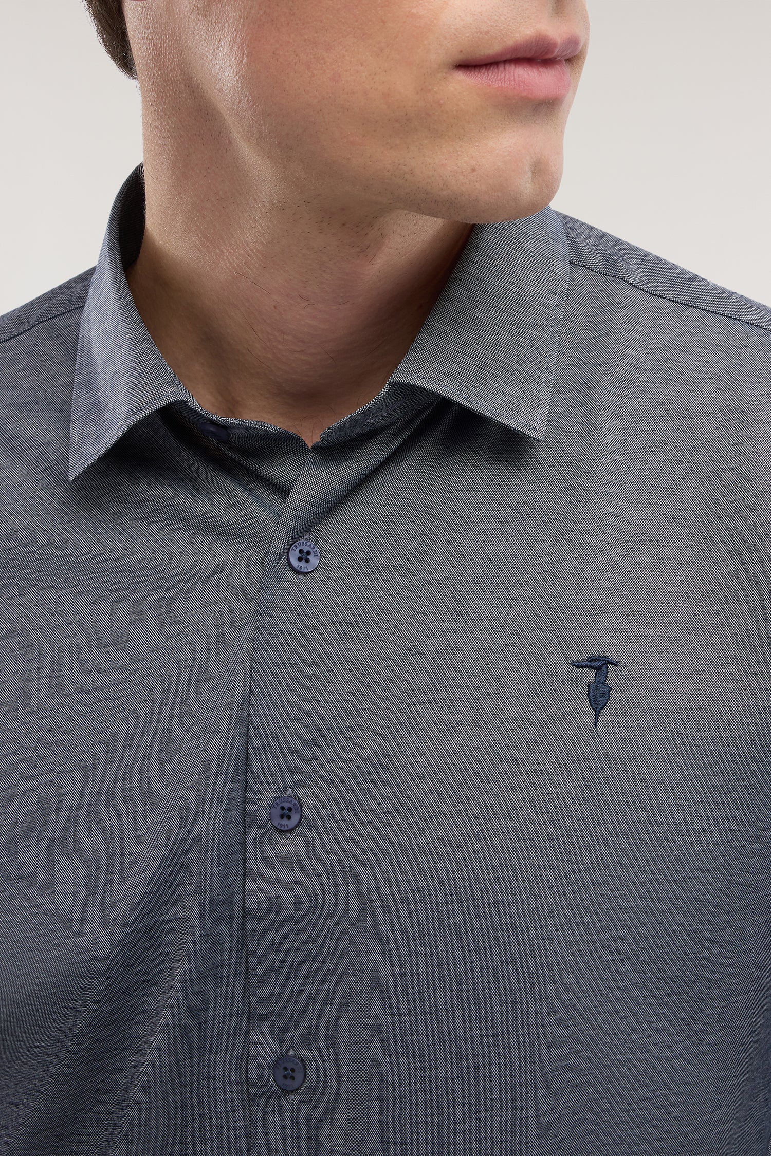 Regular fit shirt in melange stretch jersey - Image 3