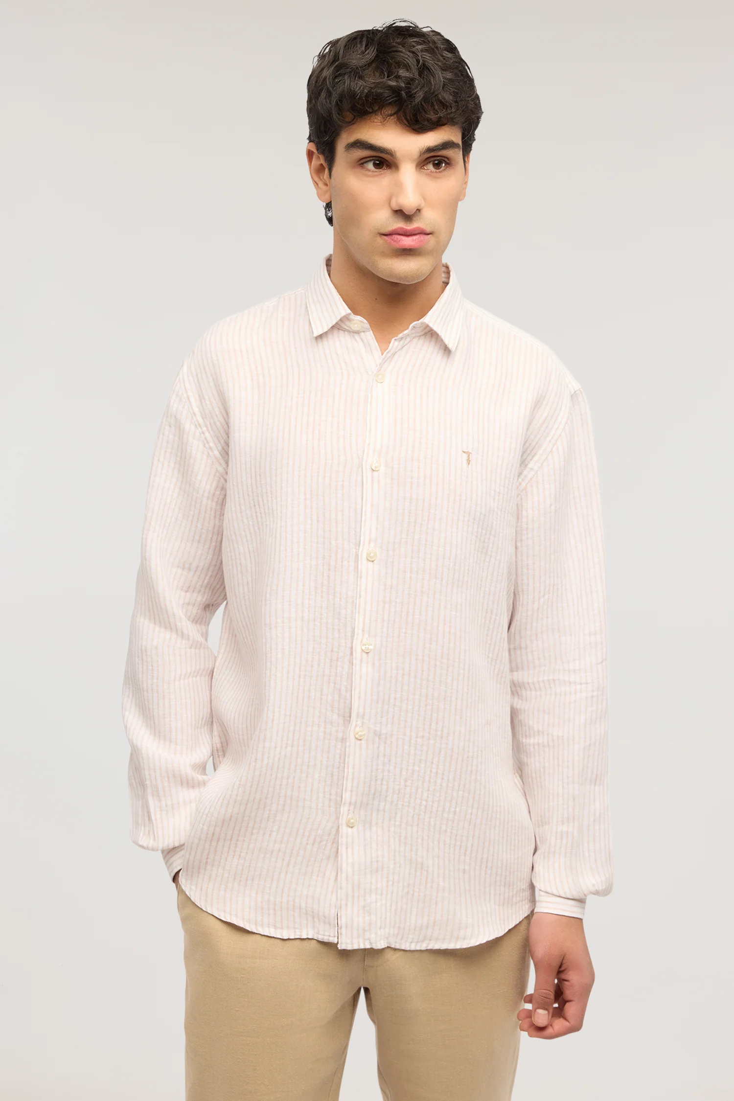Regular fit striped linen shirt