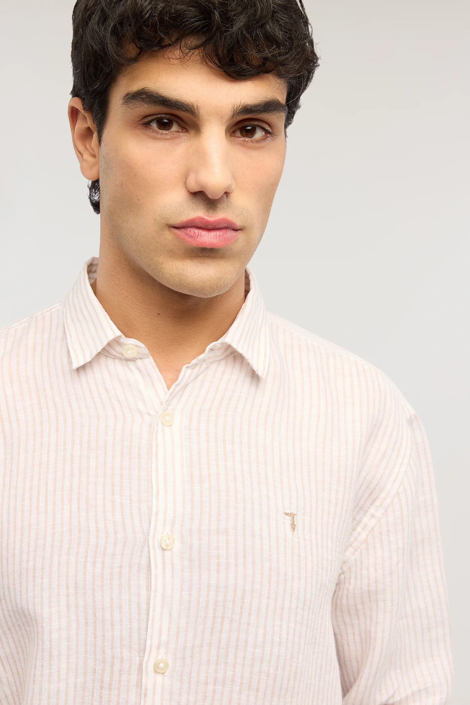 Regular fit striped linen shirt - Image 3