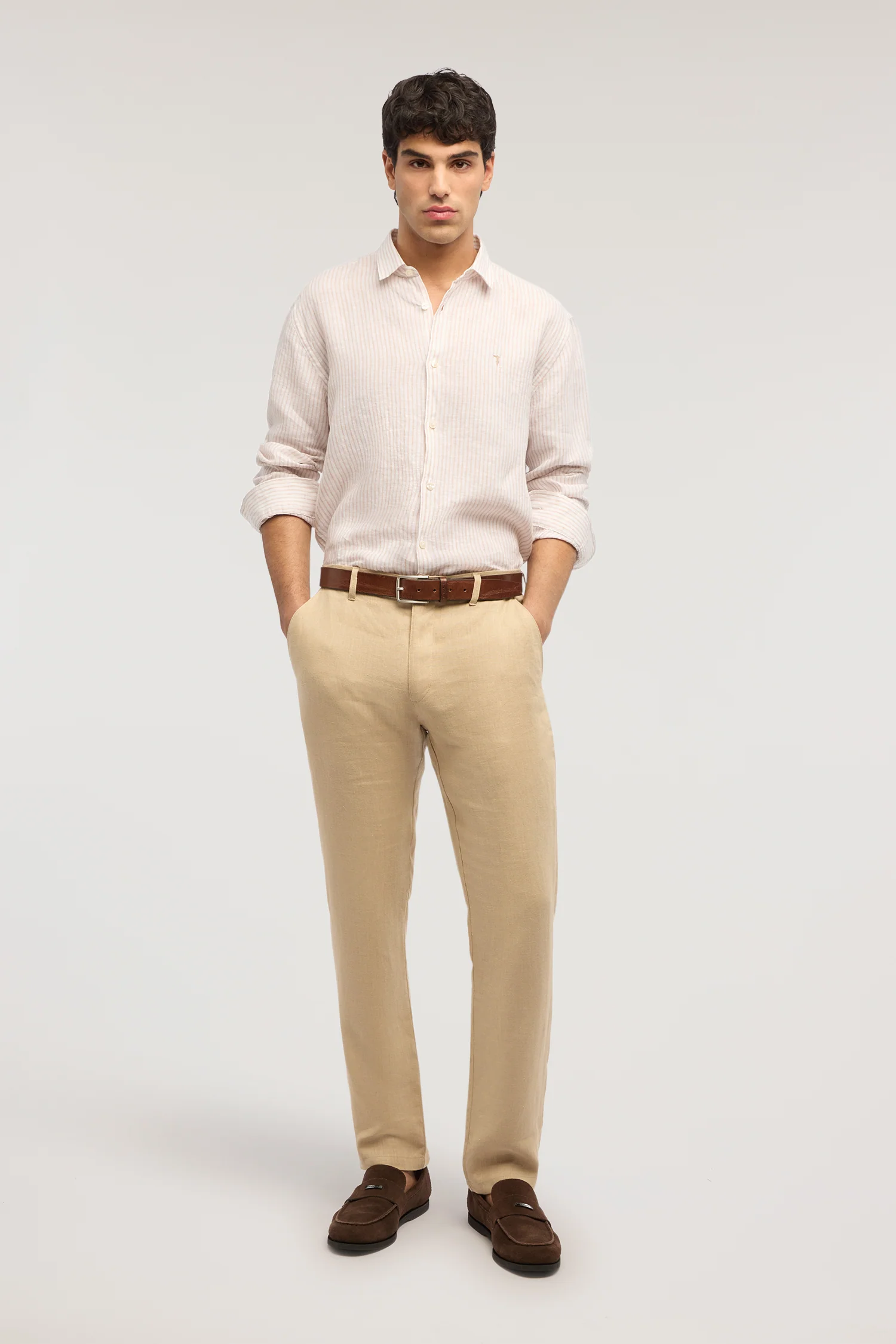 Regular fit striped linen shirt - Image 4