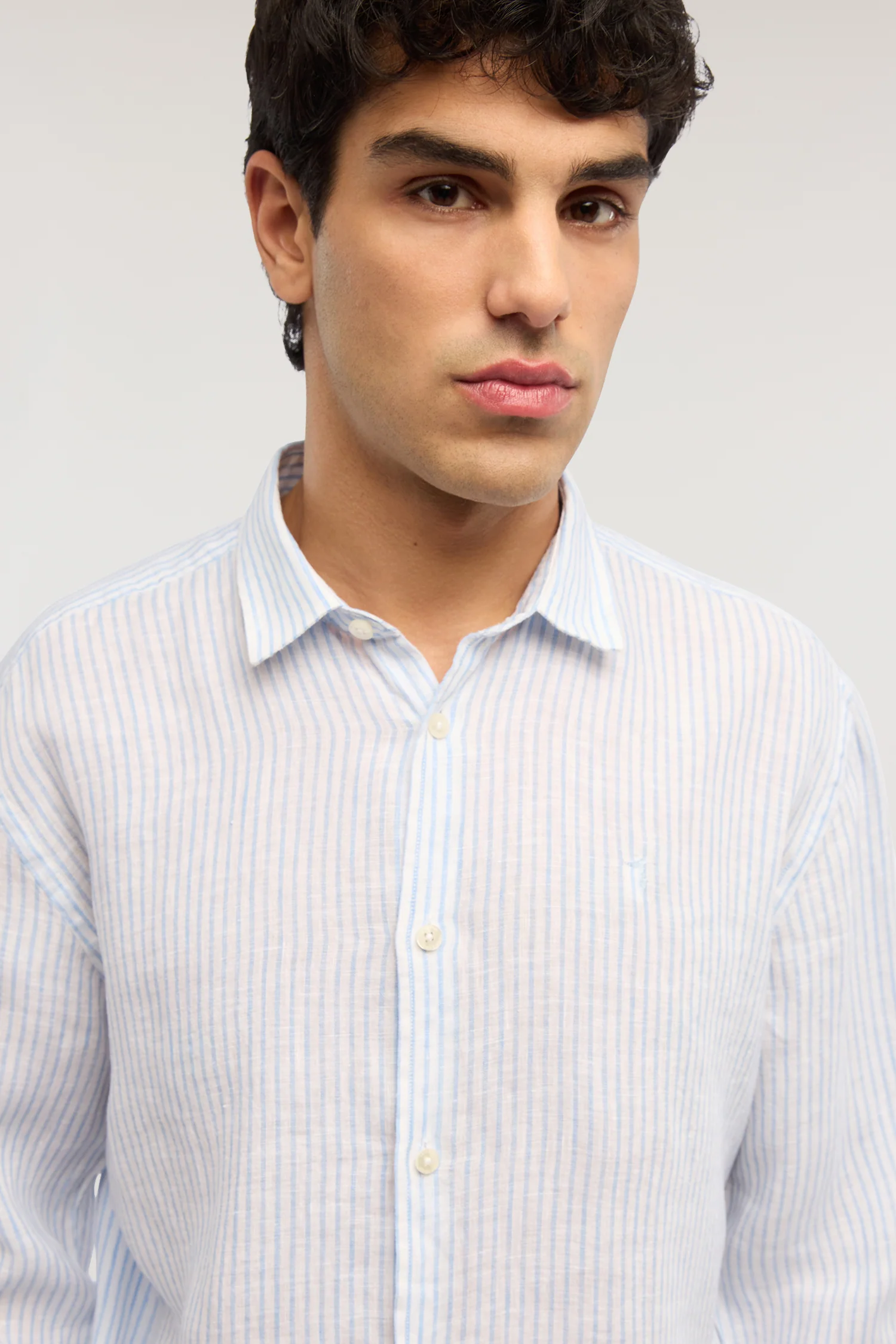 Regular fit striped linen shirt - Image 3