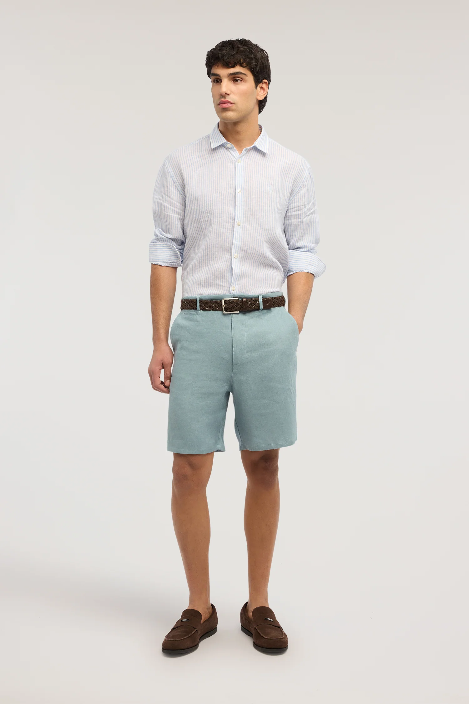 Regular fit striped linen shirt - Image 4