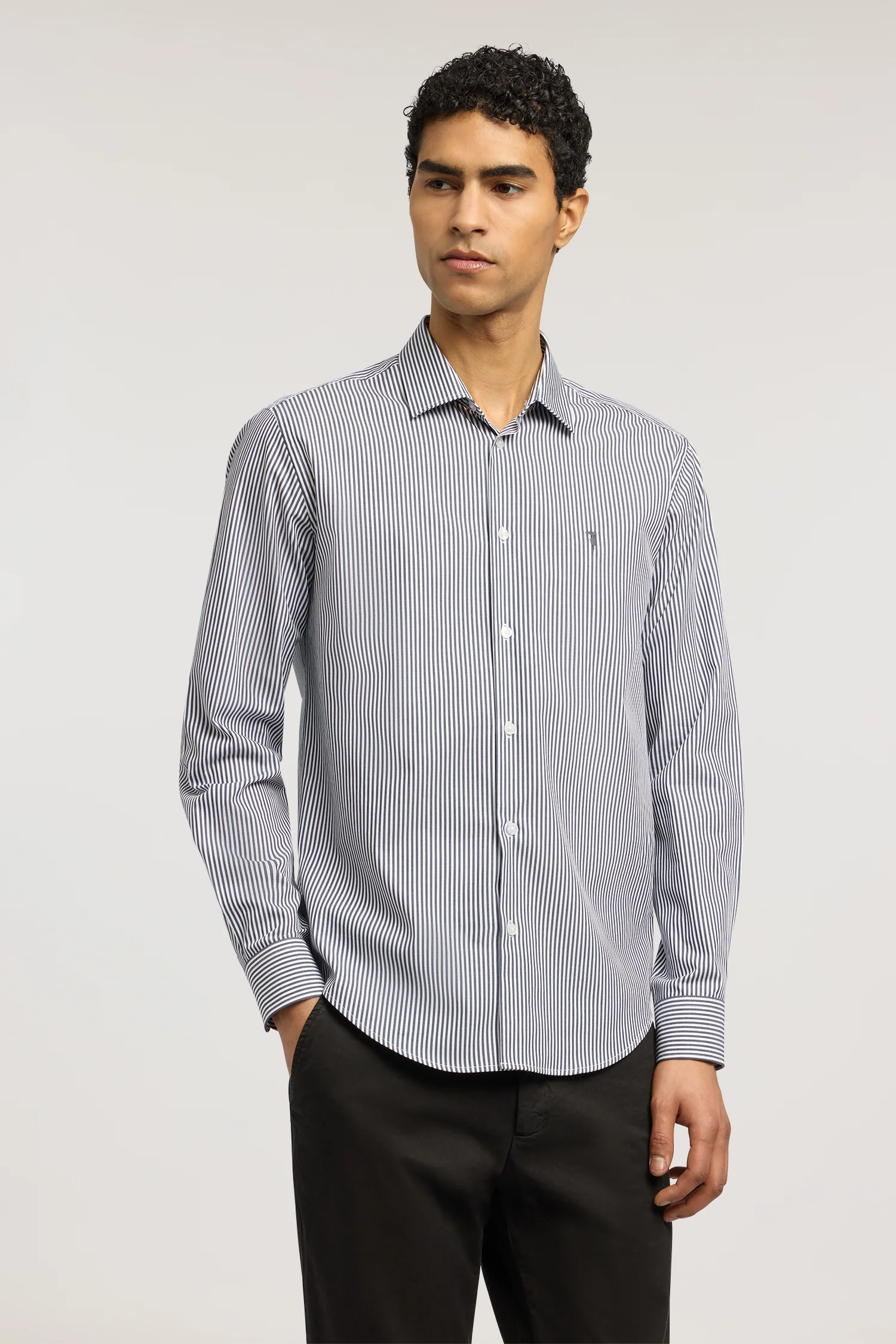 Regular-fit striped poplin shirt