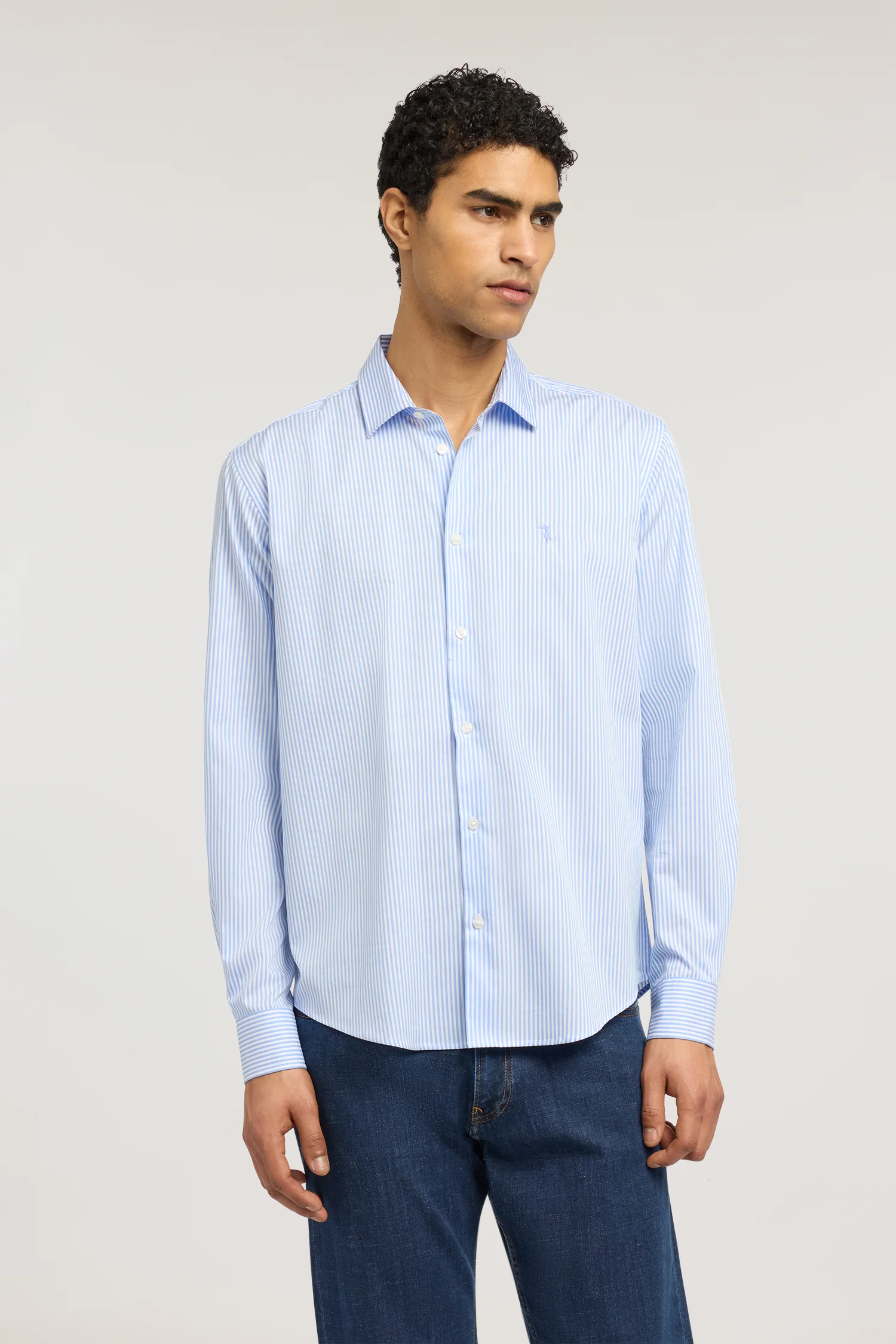 Regular-fit striped poplin shirt - Image 2