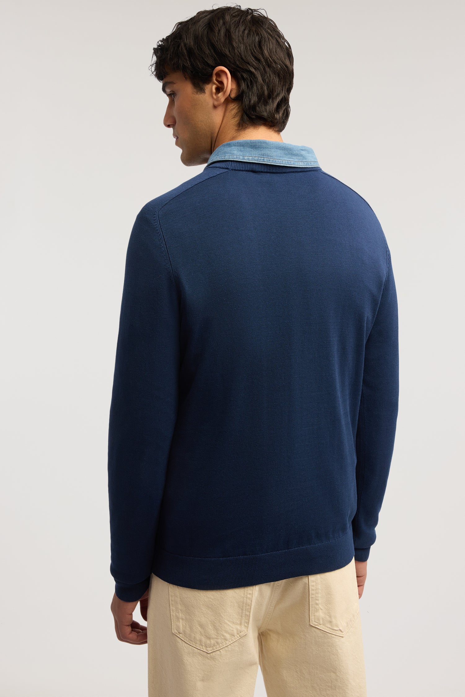 Round neck jumper in cotton and silk - Image 3