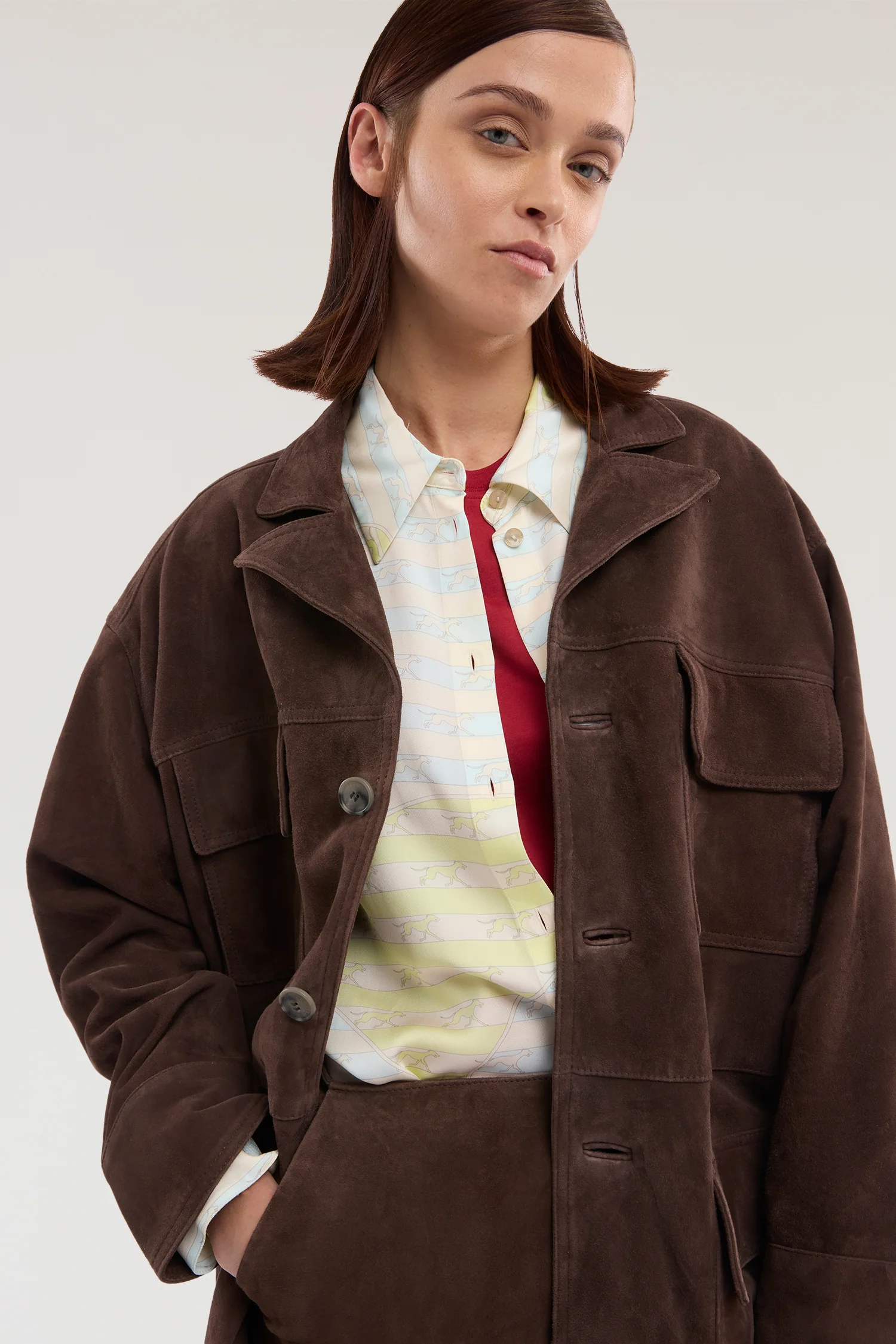 Satin overshirt with print - Image 4