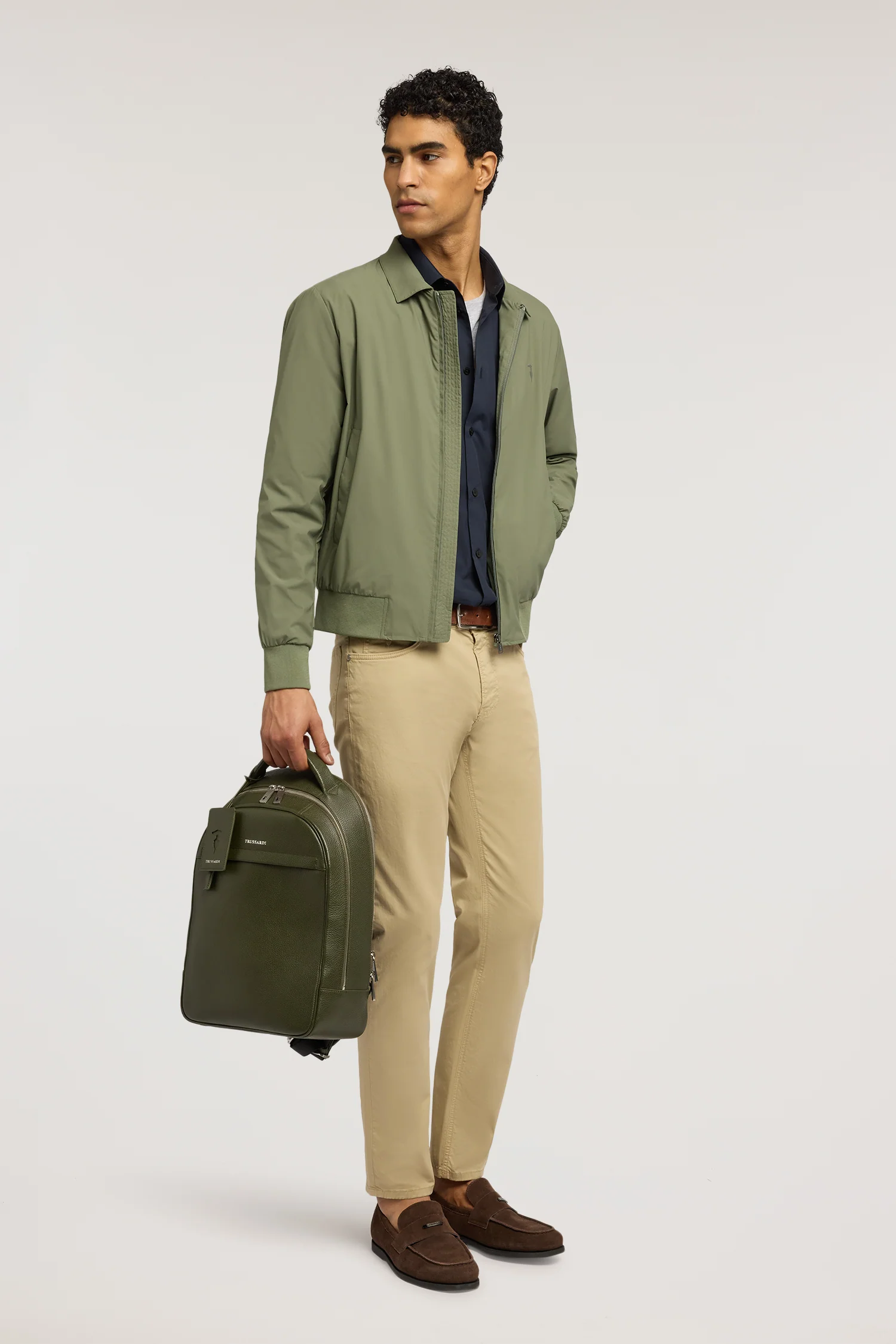 Shirt collar jacket in microfibre - Image 4