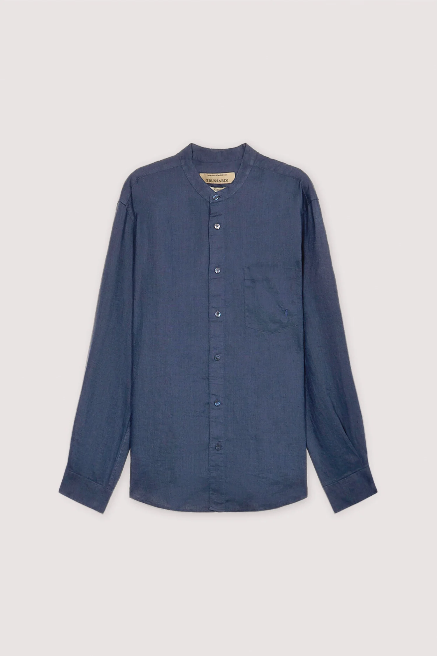 Shirt with Korean collar in linen - Image 5